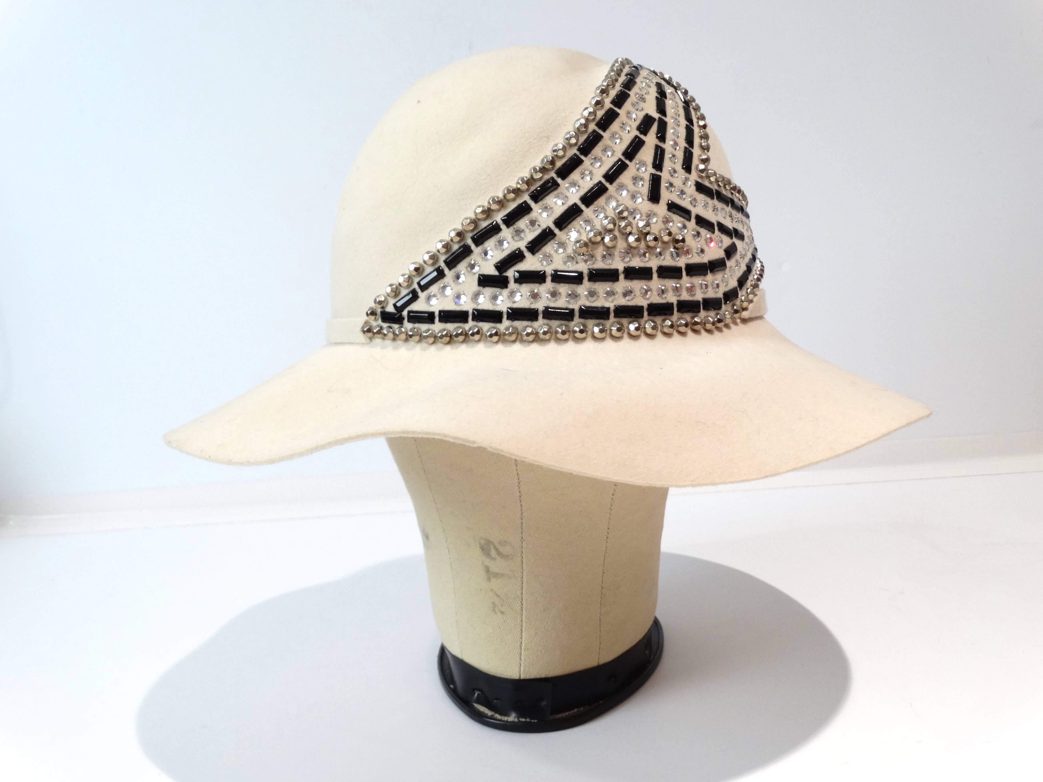 1970s Frank Olive Winter White Bohemian Hat In New Condition In Scottsdale, AZ