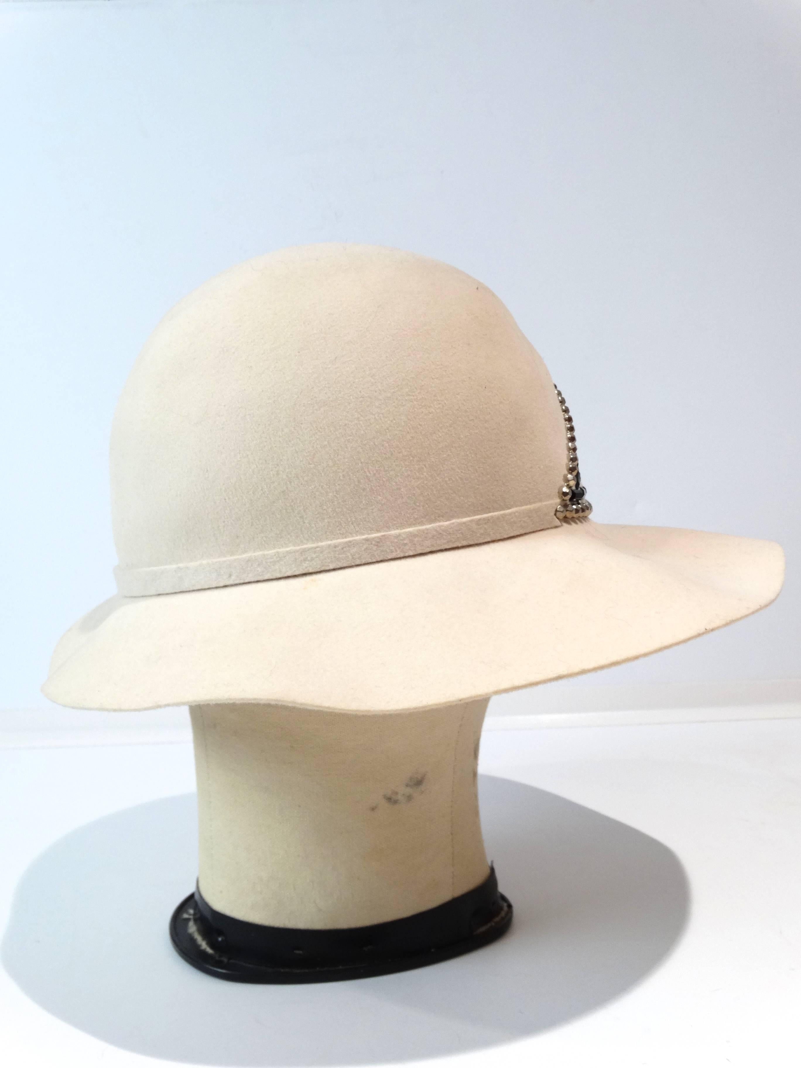 Women's 1970s Frank Olive Winter White Bohemian Hat