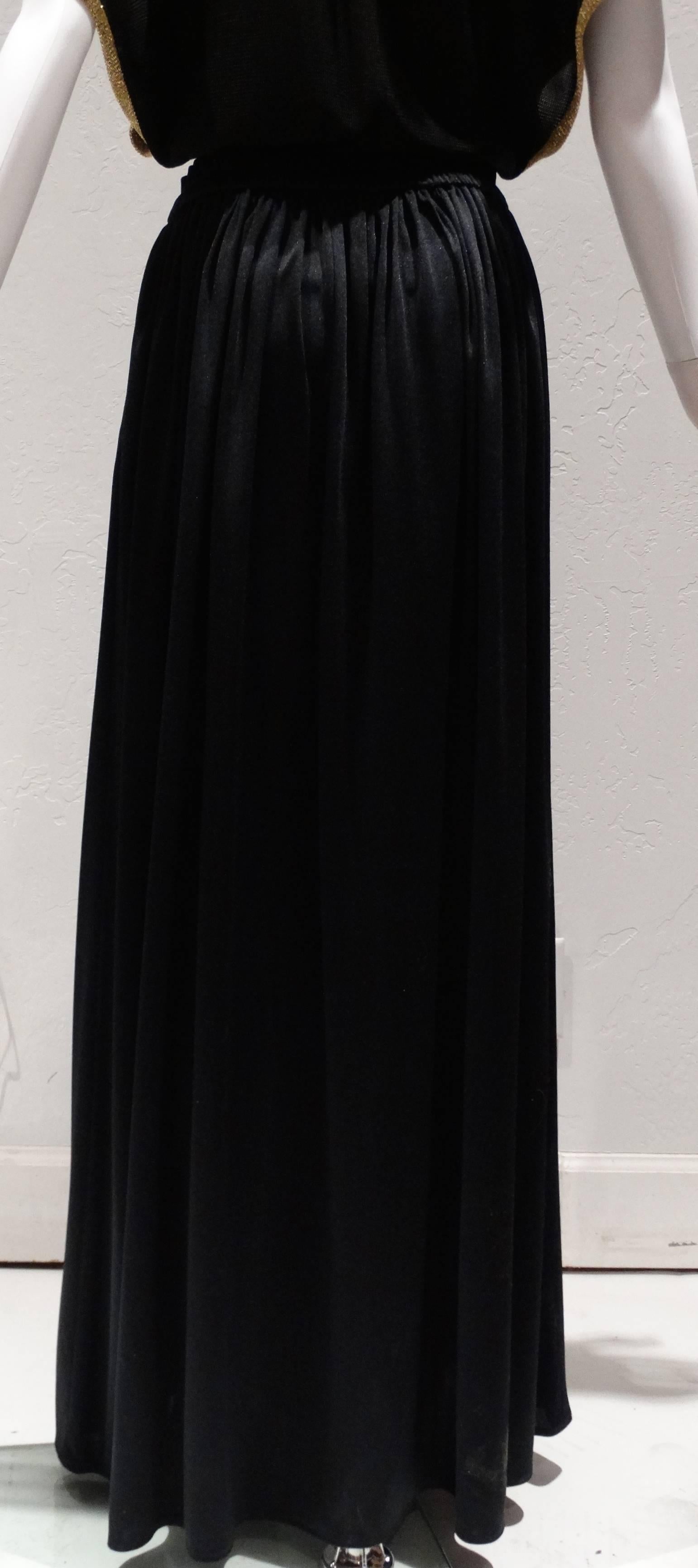 1980s Saint Laurent, Yves Black Maxi Skirt 1