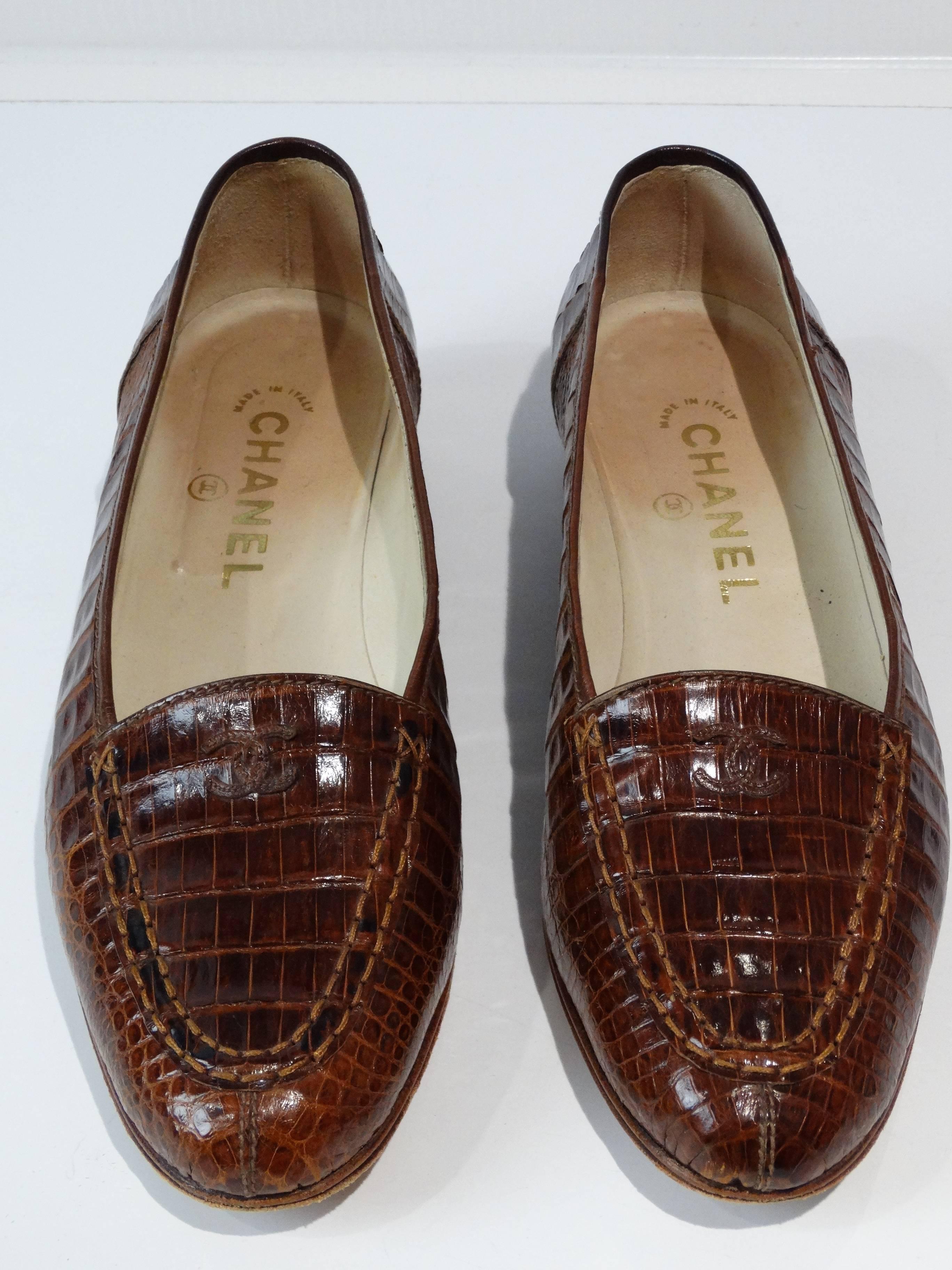 Rare 1980s Chanel Crocodile Loafer In Excellent Condition In Scottsdale, AZ