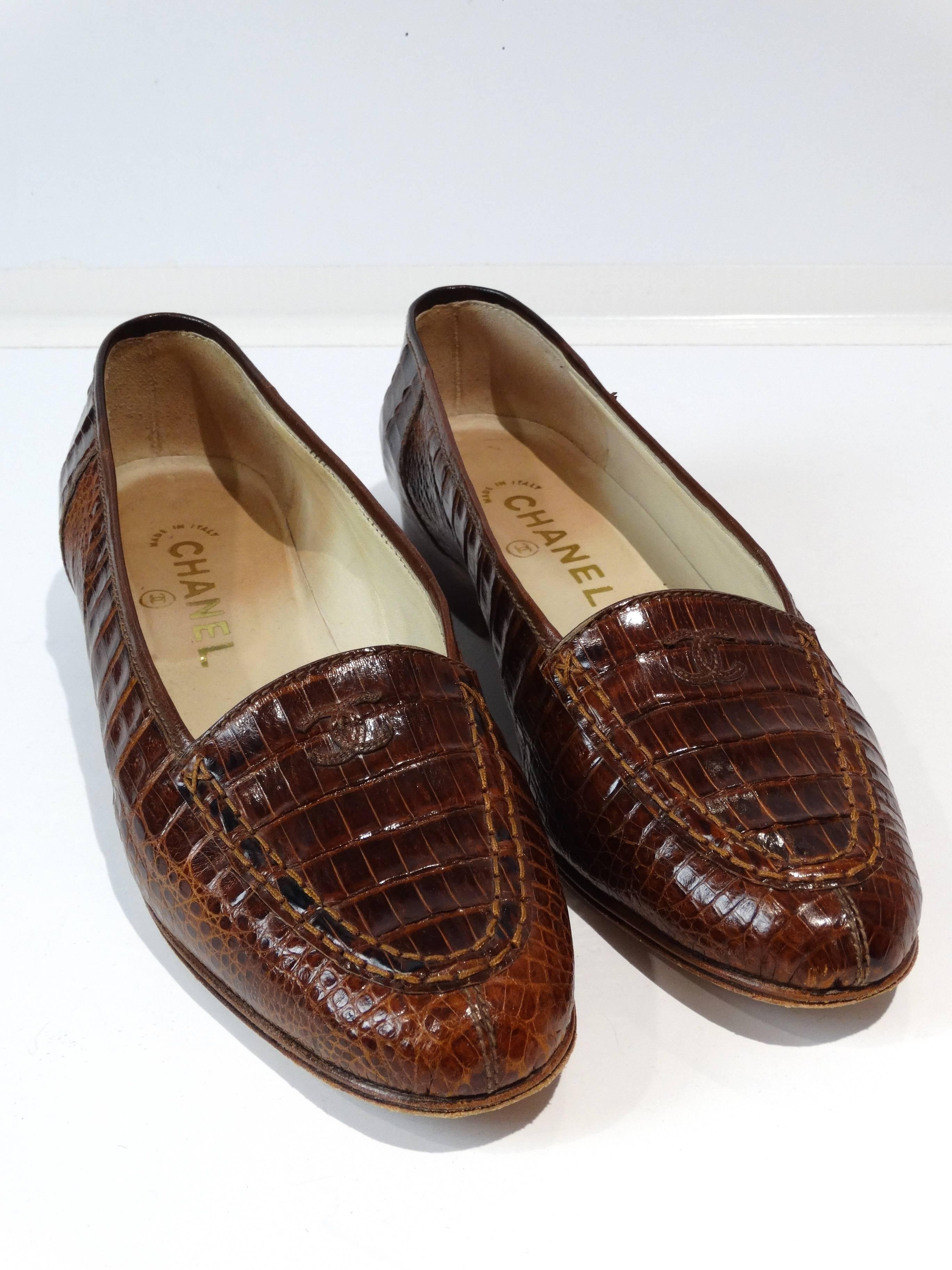 Rare 1980s Chanel Crocodile Loafer 4