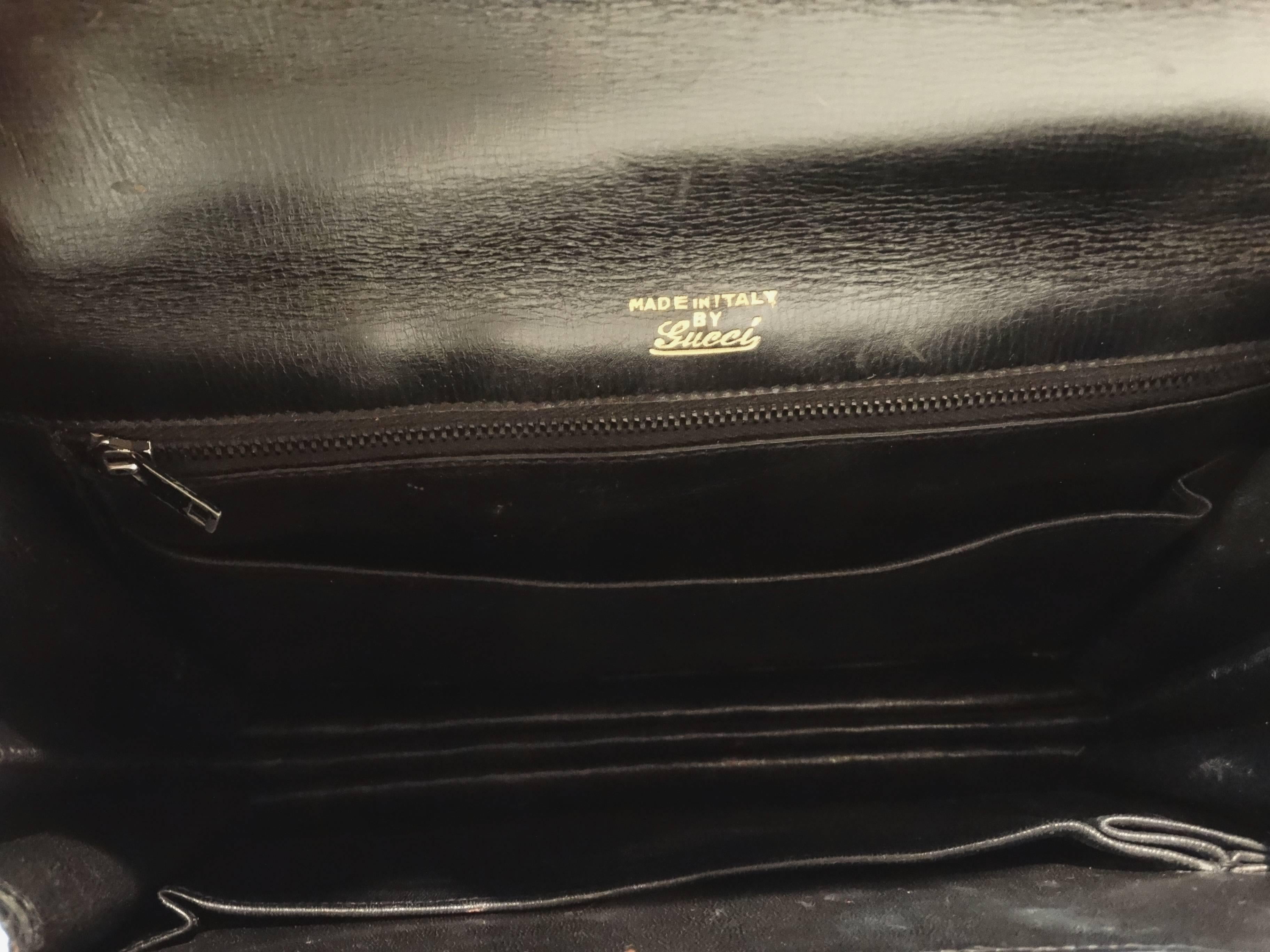 1970s Gucci Black Lizard Box Top Handle Bag 5