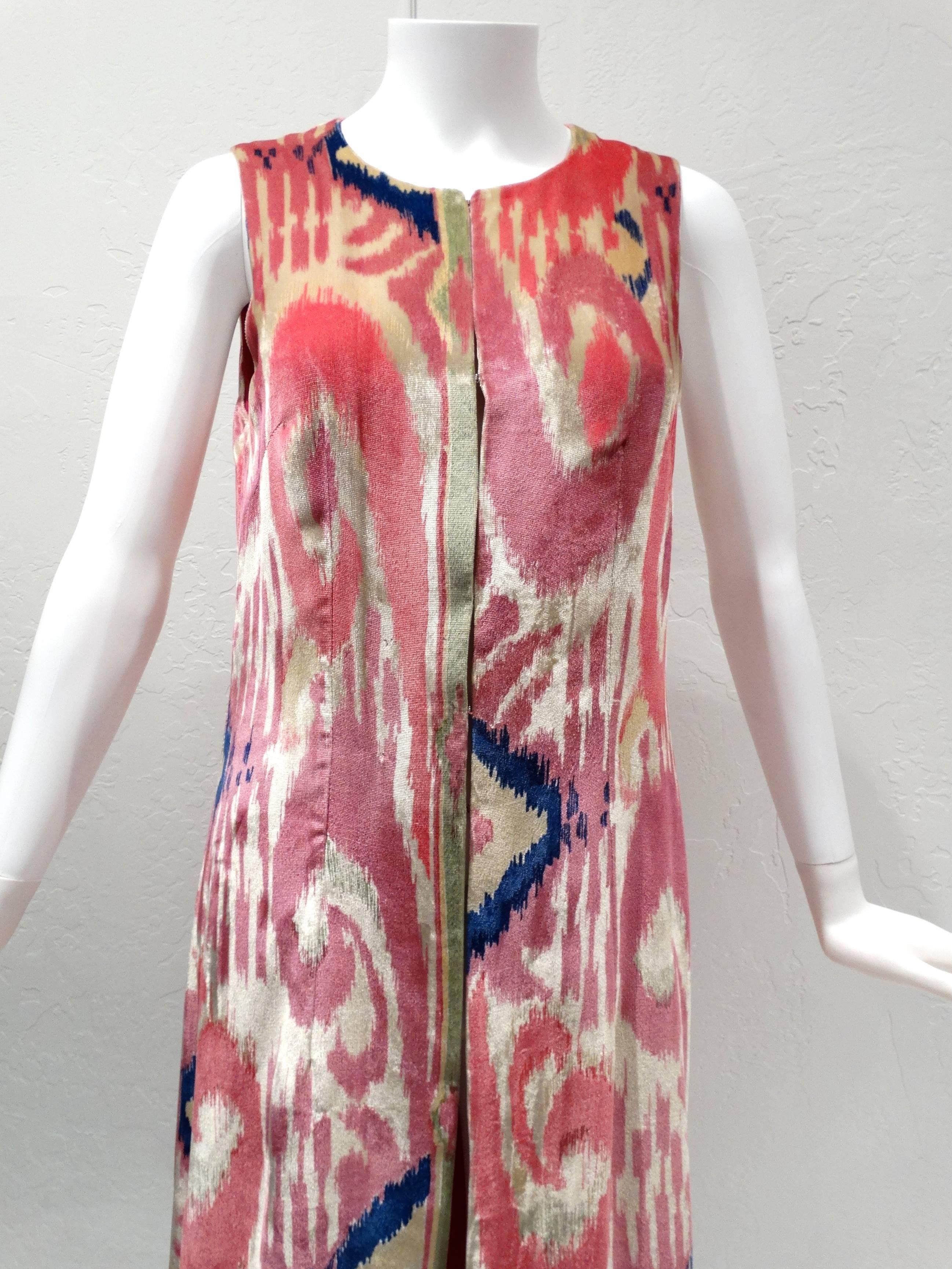 1970s Thea Porter Velvet Ikat Duster Vest  3