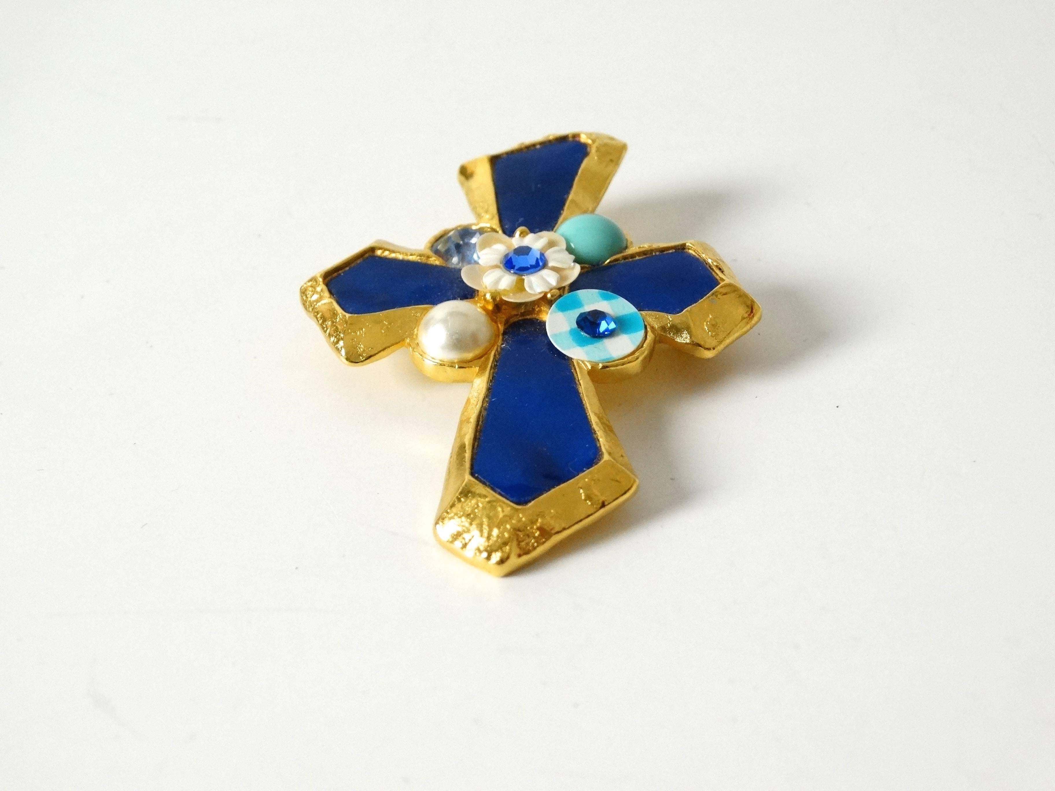 1980s Christian Lacroix Cross Pendent Brooch  In Excellent Condition In Scottsdale, AZ