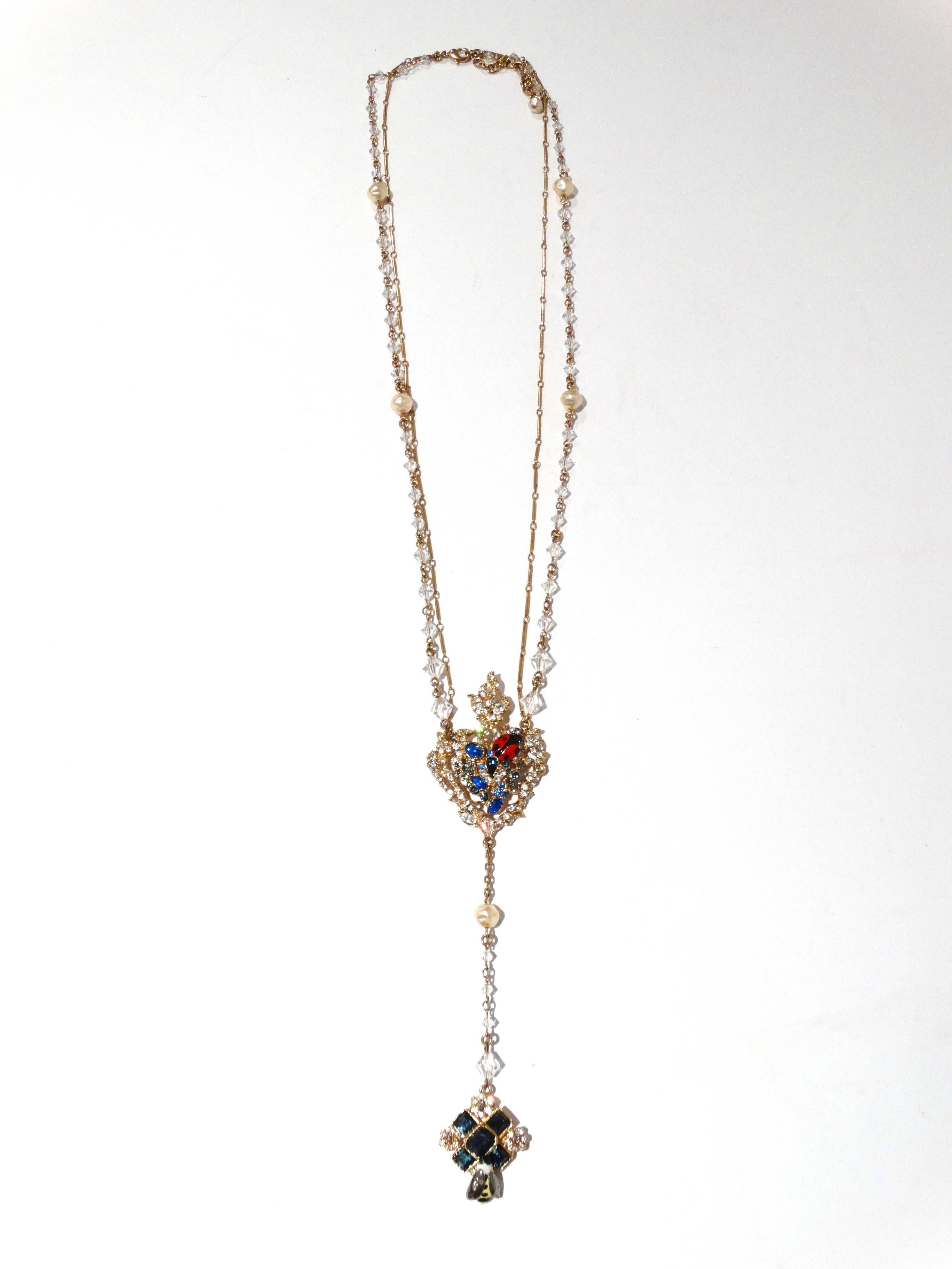 1980s Christian LaCroix Double Strand Pendent Necklace 4