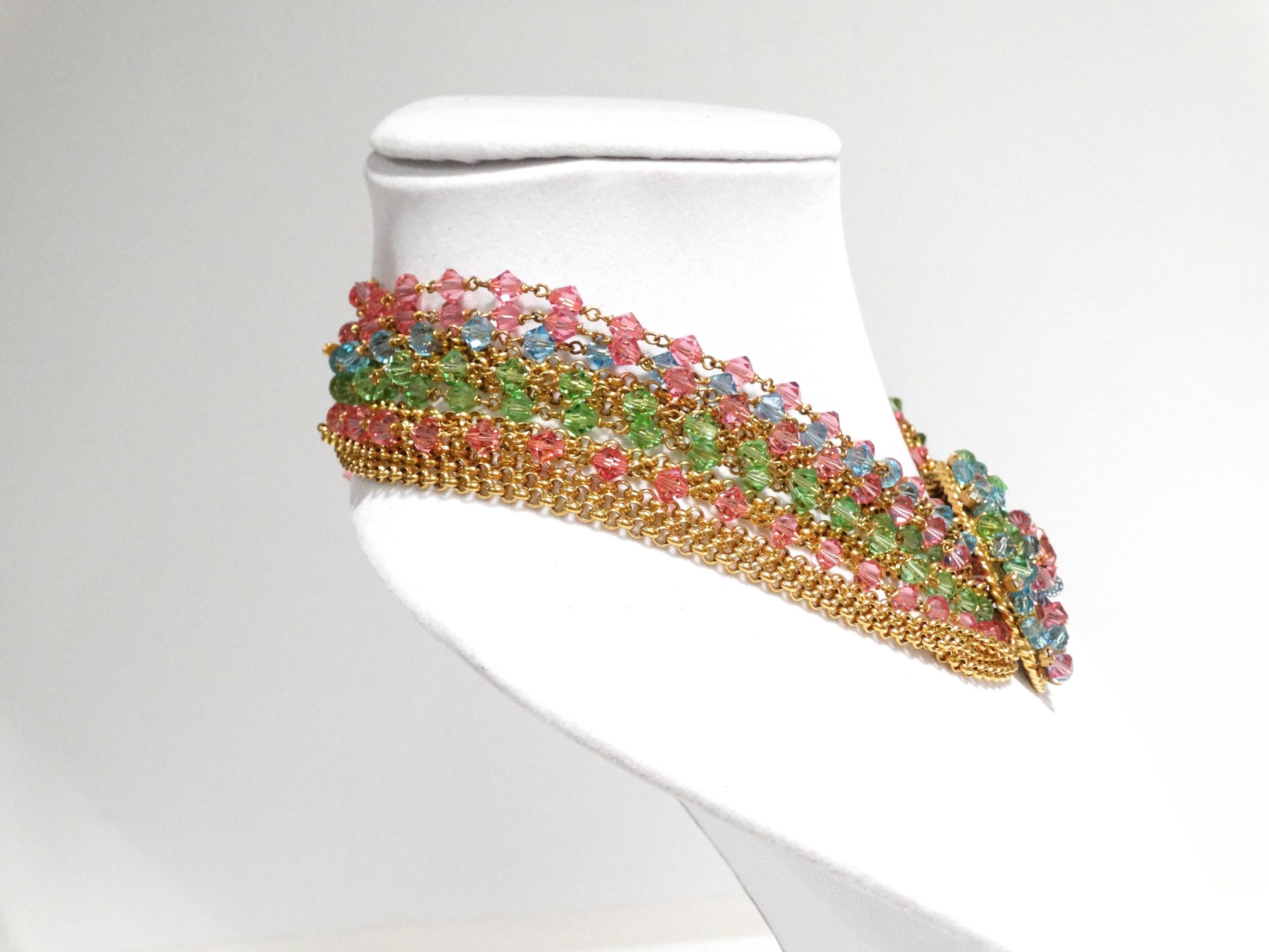 Women's Rare 1970S Chanel Multi Colored Crystal Glass Collar Necklace