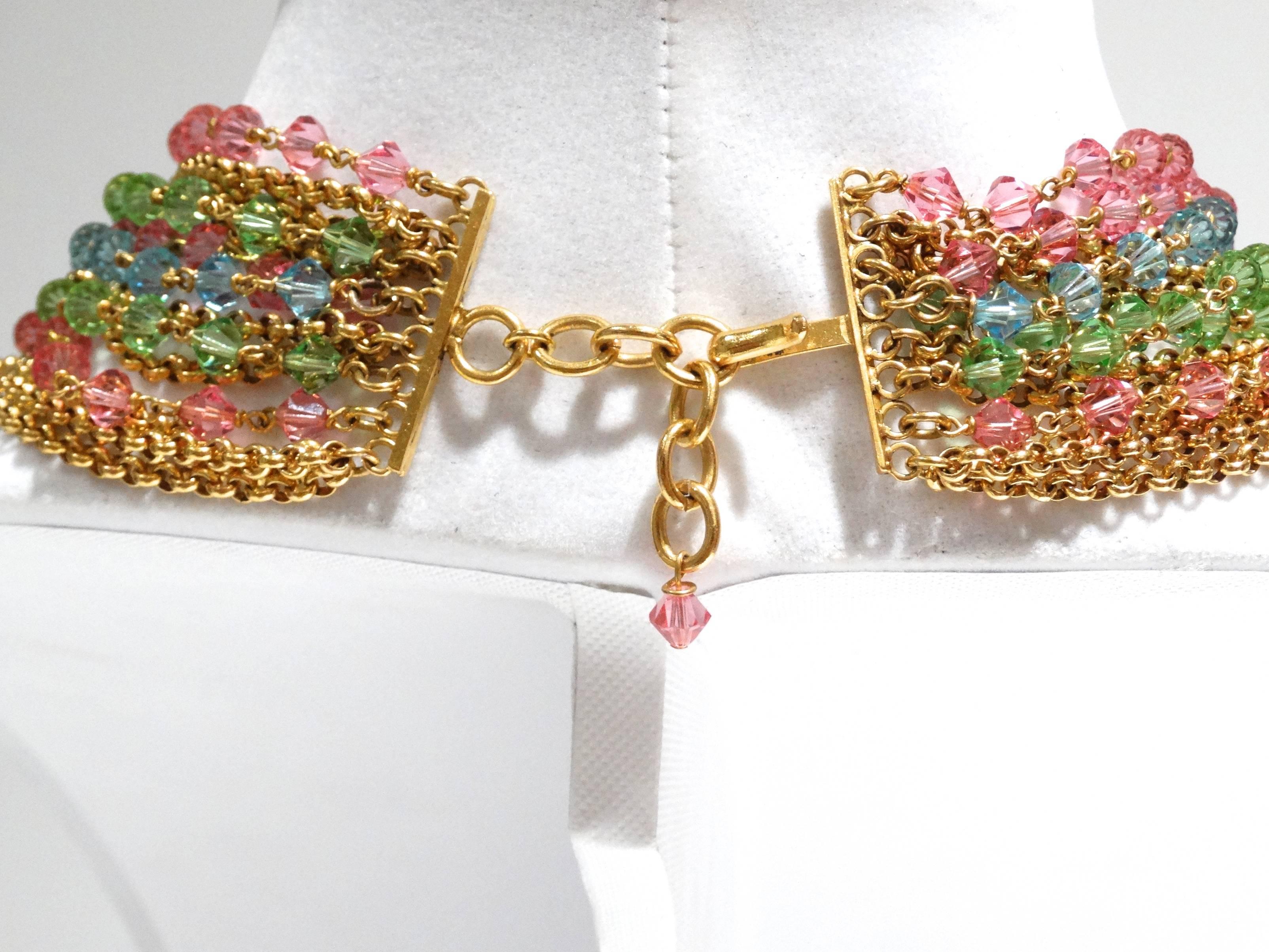 Rare 1970S Chanel Multi Colored Crystal Glass Collar Necklace 1