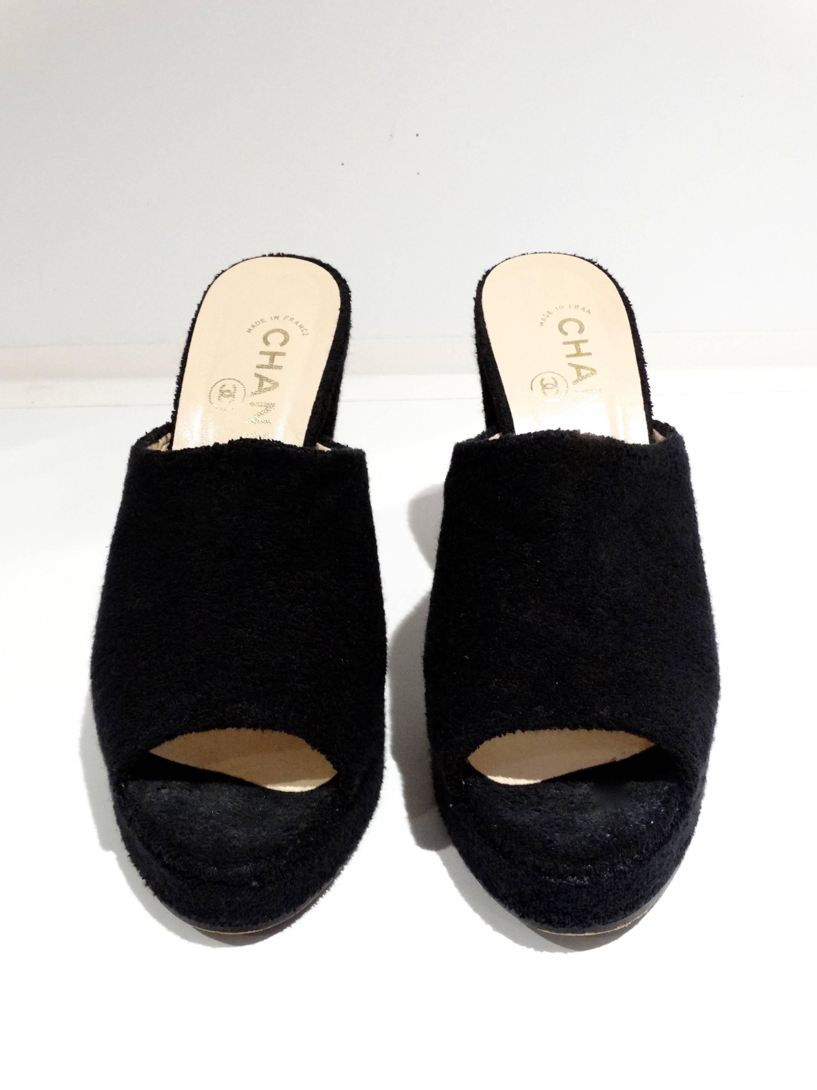 1990S Chanel Terry Cloth Platform Sandals  In Good Condition In Scottsdale, AZ