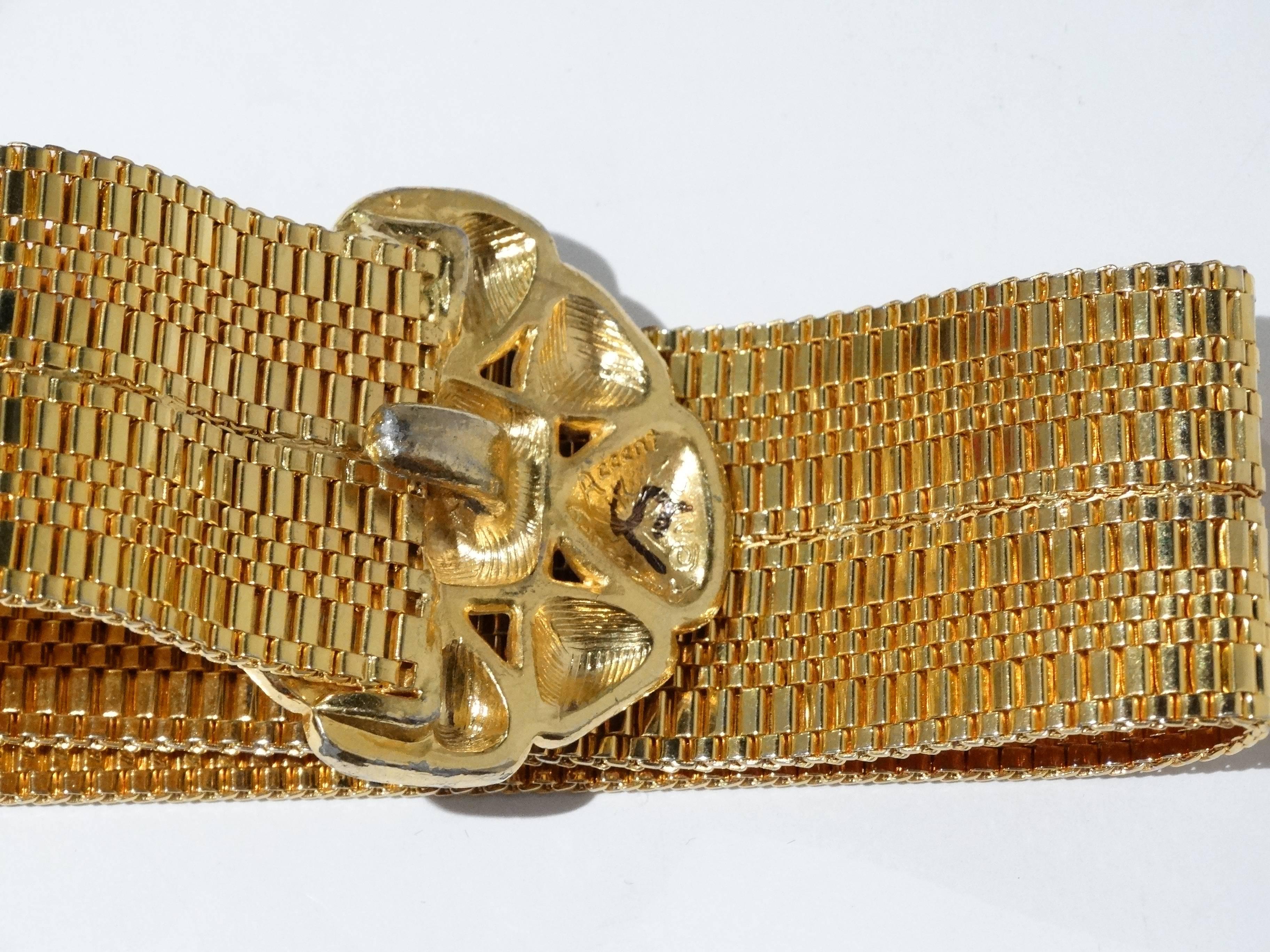 1980's Gold Mesh Belt with Enamel Pendent 4