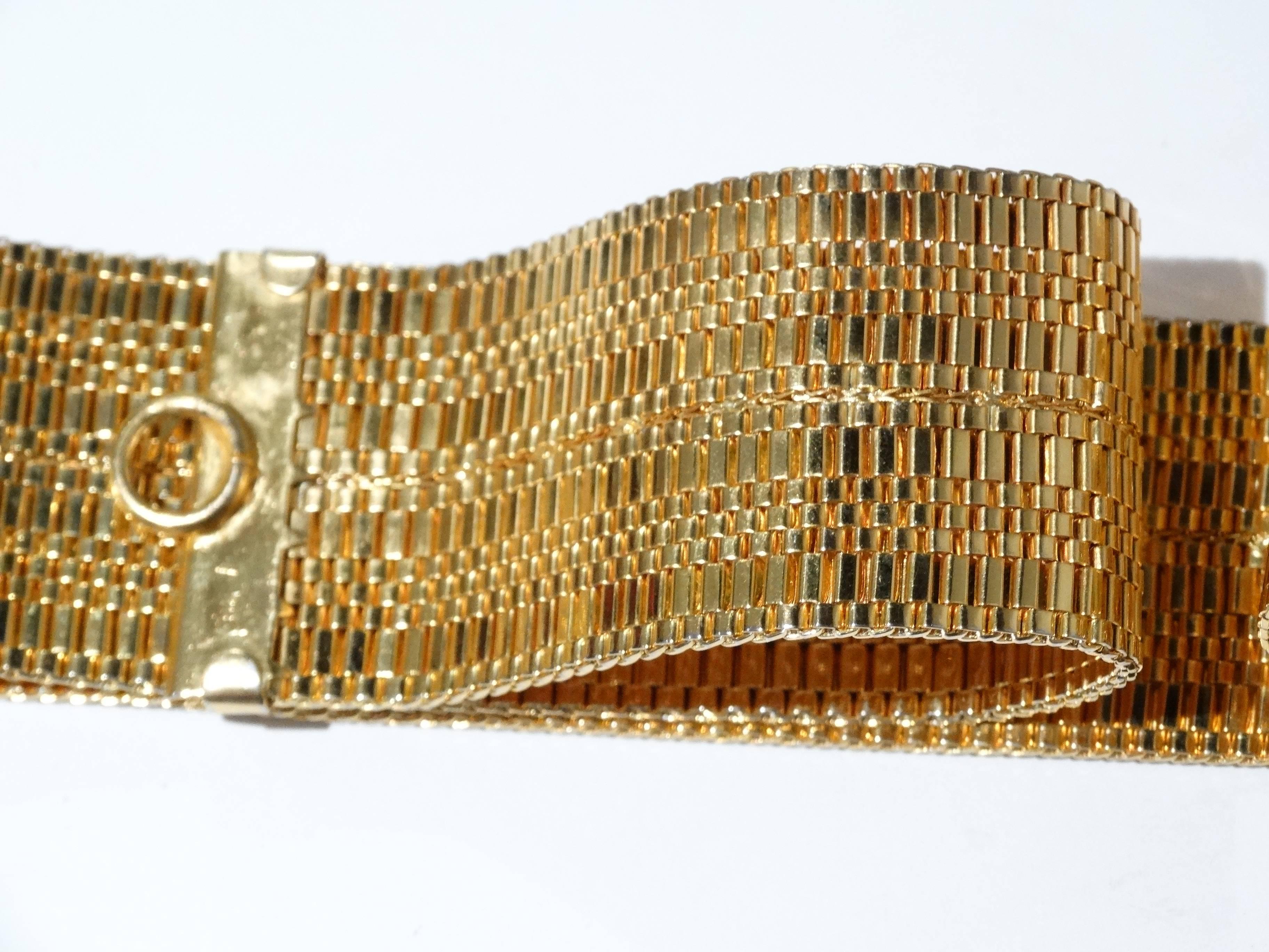 1980's Gold Mesh Belt with Enamel Pendent 3