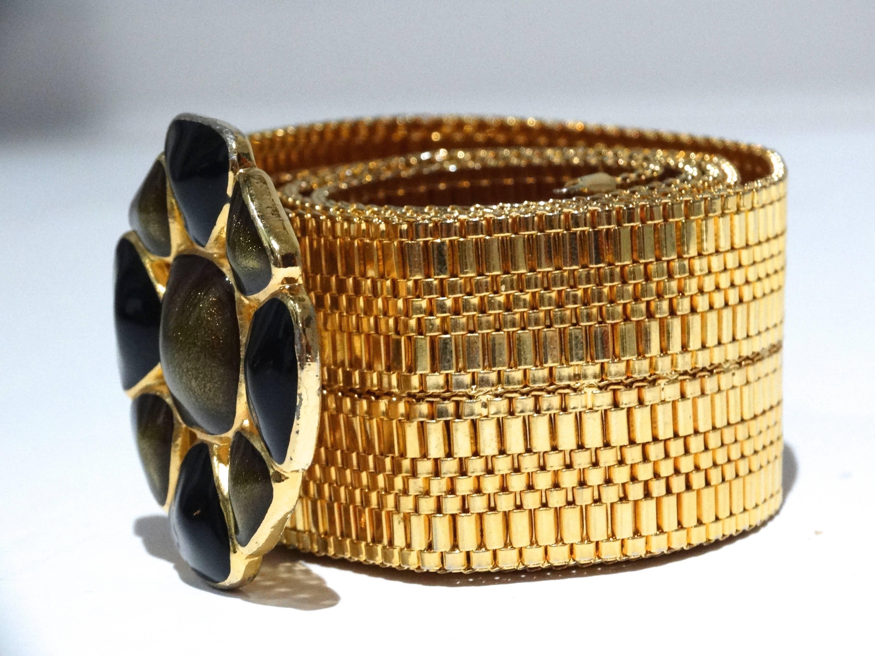 1980's Gold Mesh Belt with Enamel Pendent 5