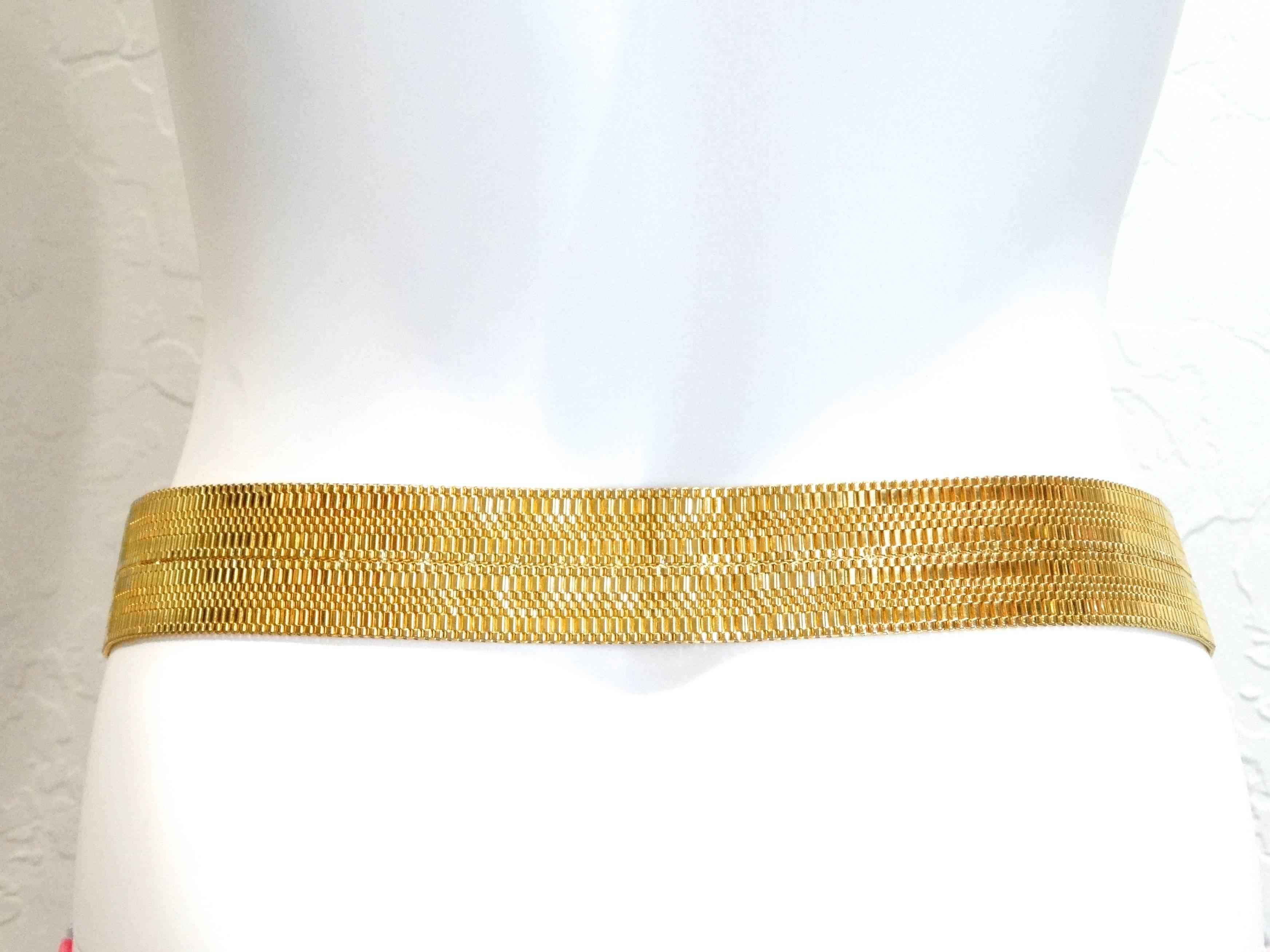 1980's Gold Mesh Belt with Enamel Pendent 1