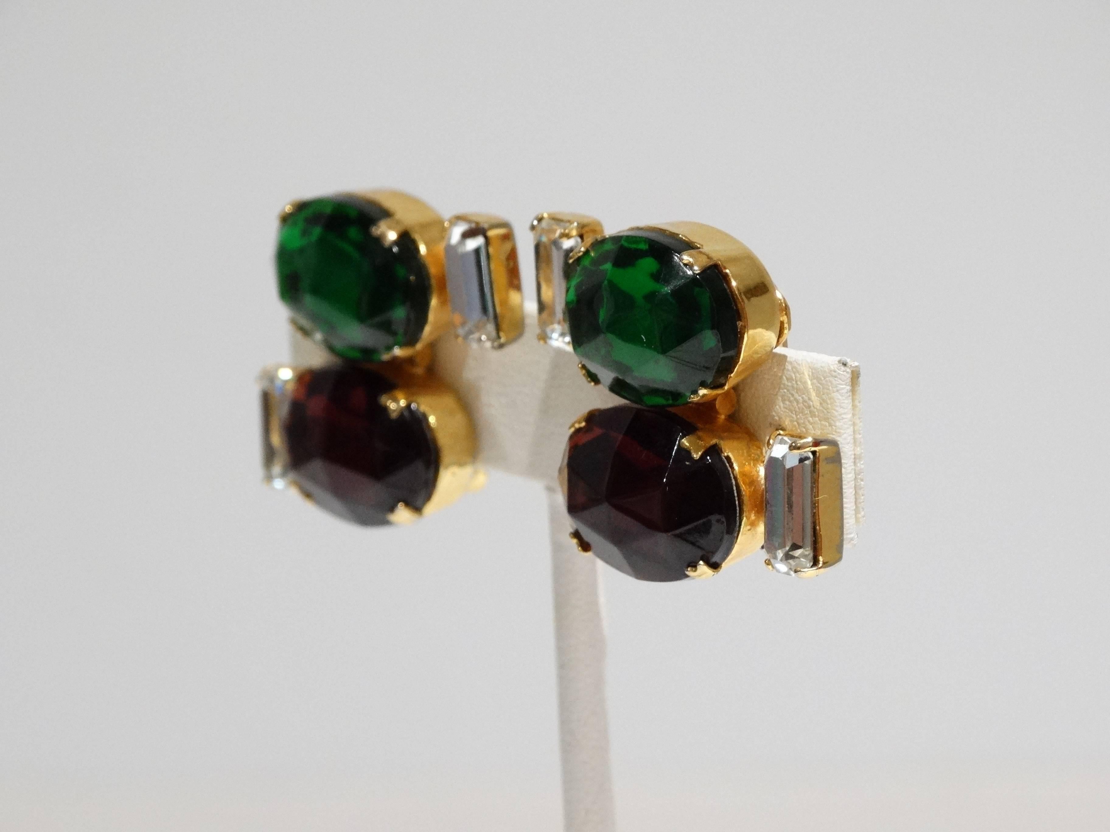 Women's or Men's 1980s Emilio Pucci Gem Earrings with Rhinestones For Sale