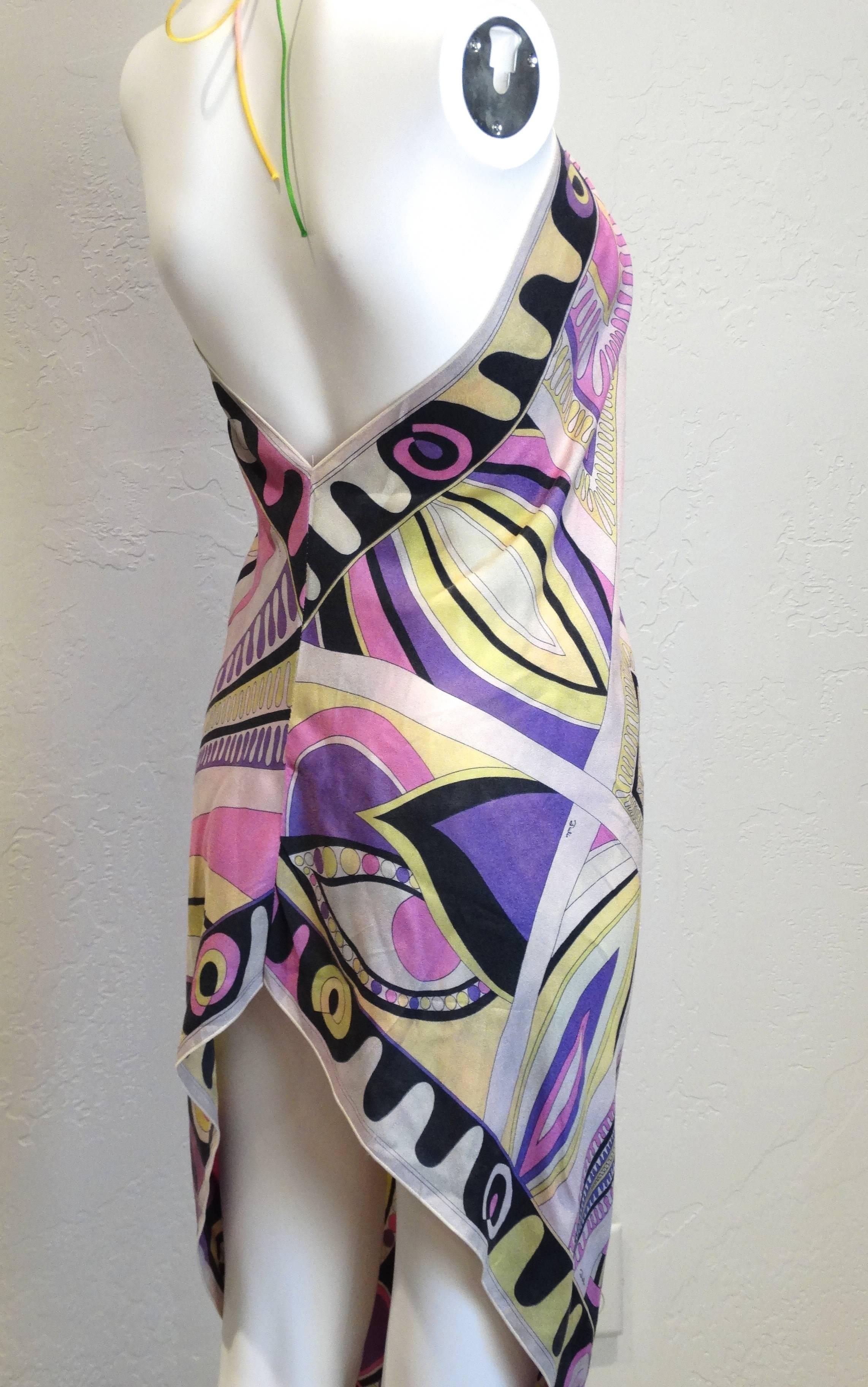 1960s Emilio Pucci Silk Crepe De Chine Halter Dress 2