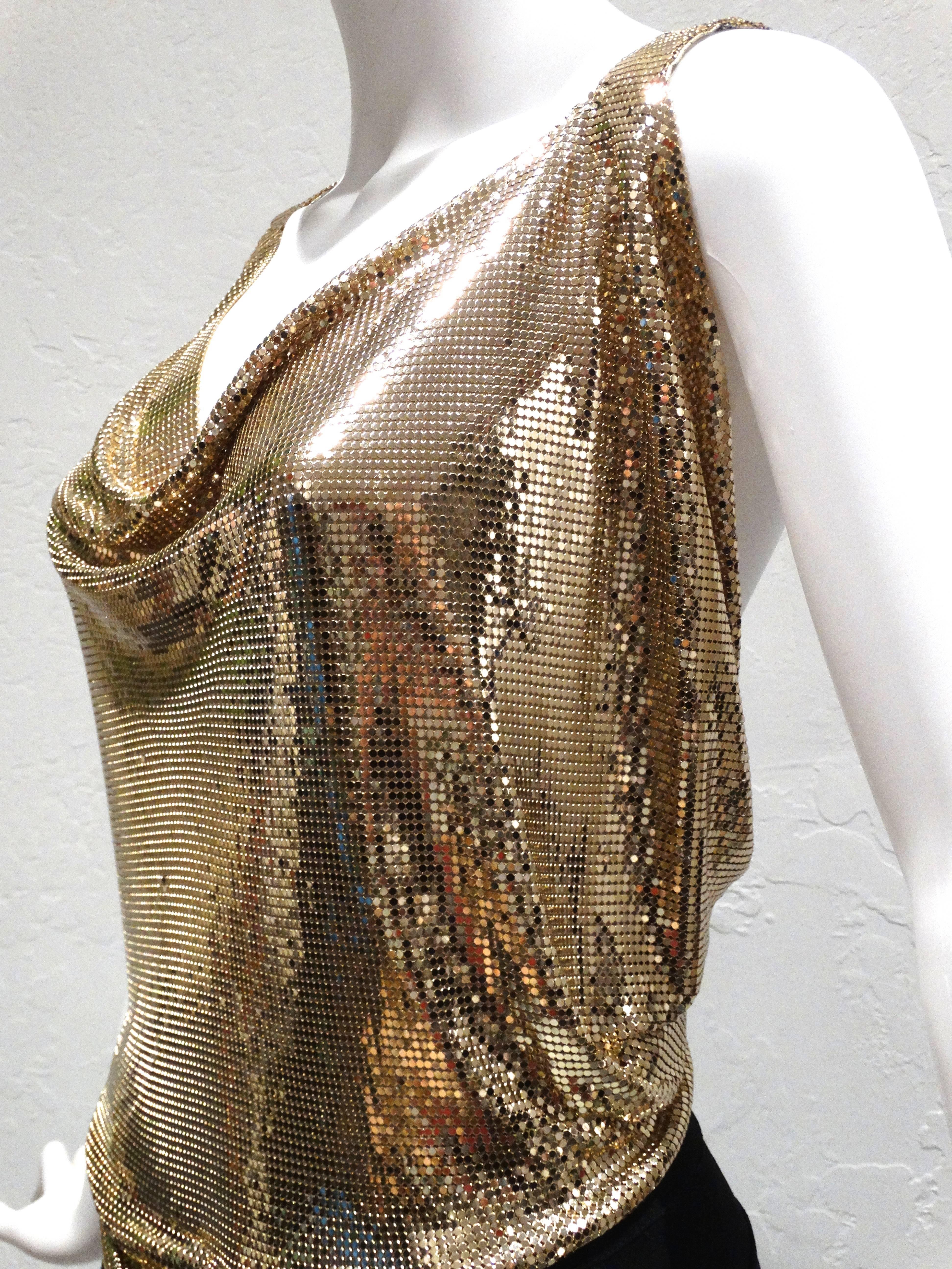 1970s Whiting & Davis Gold Mesh Top In Excellent Condition In Scottsdale, AZ