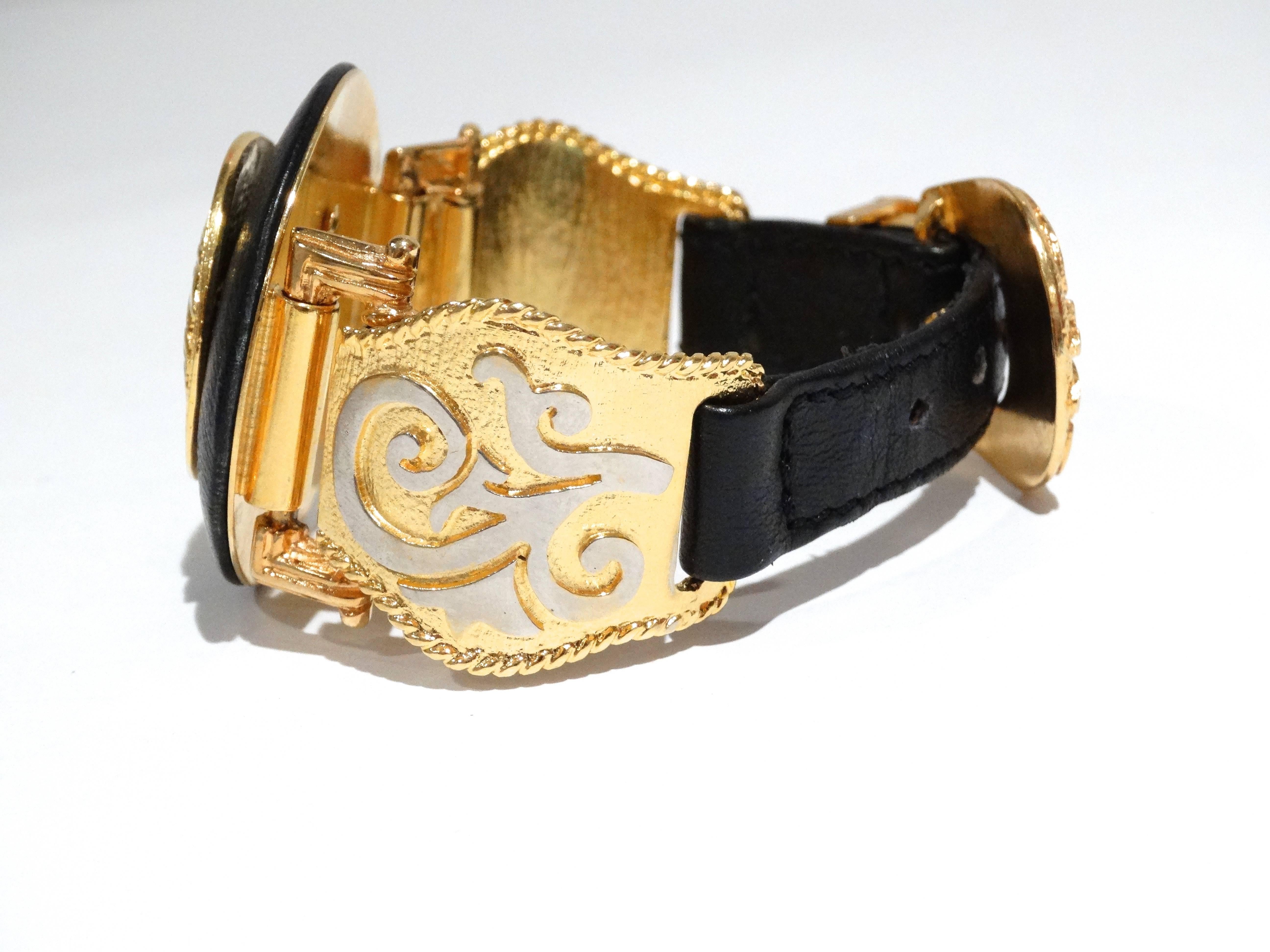 Women's or Men's 1990s Gianni Versace Iconic Medusa Buckle Bracelet 