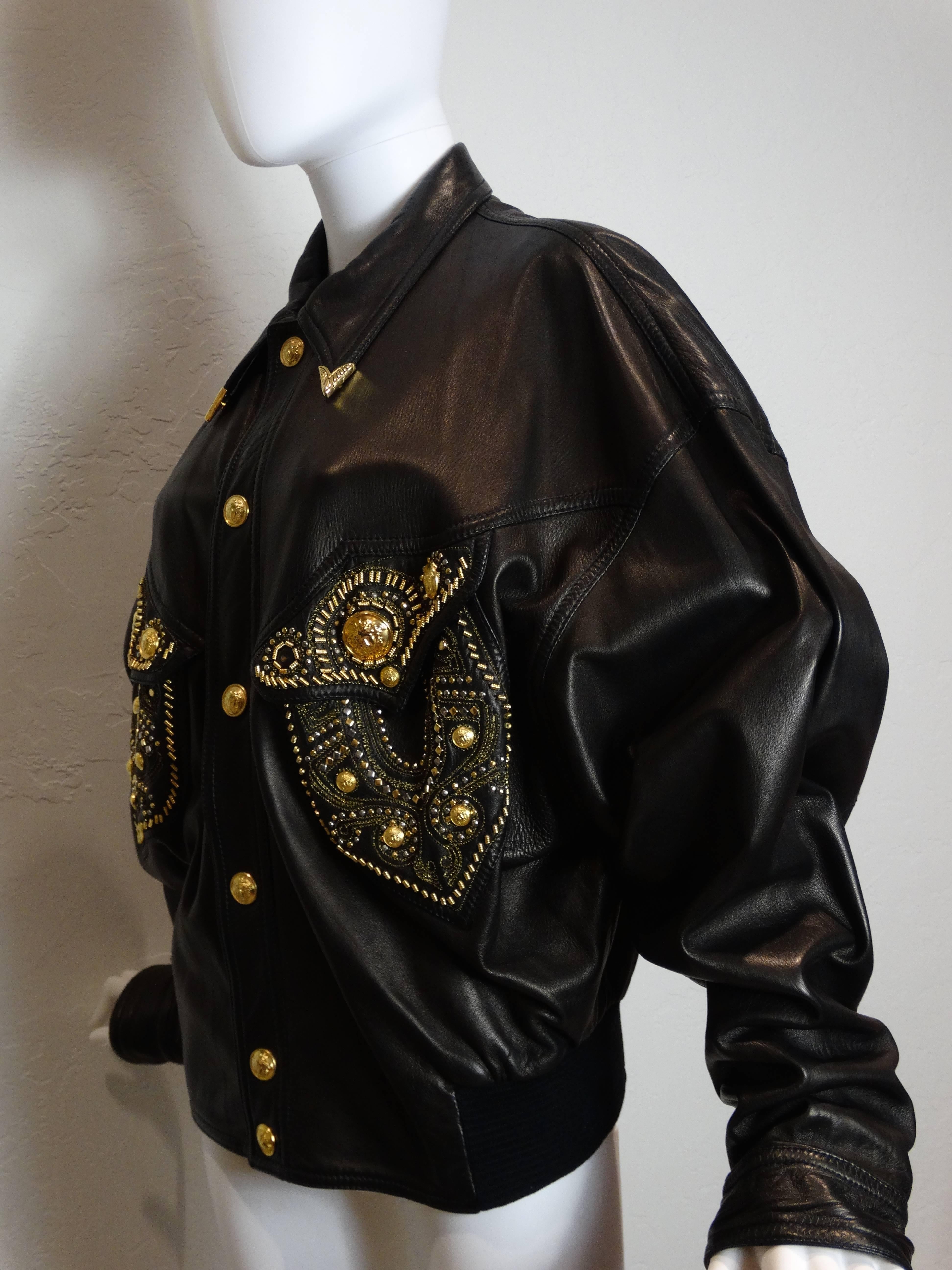 1990s Gianni Versace Couture Motorcycle Jacket  In Excellent Condition In Scottsdale, AZ