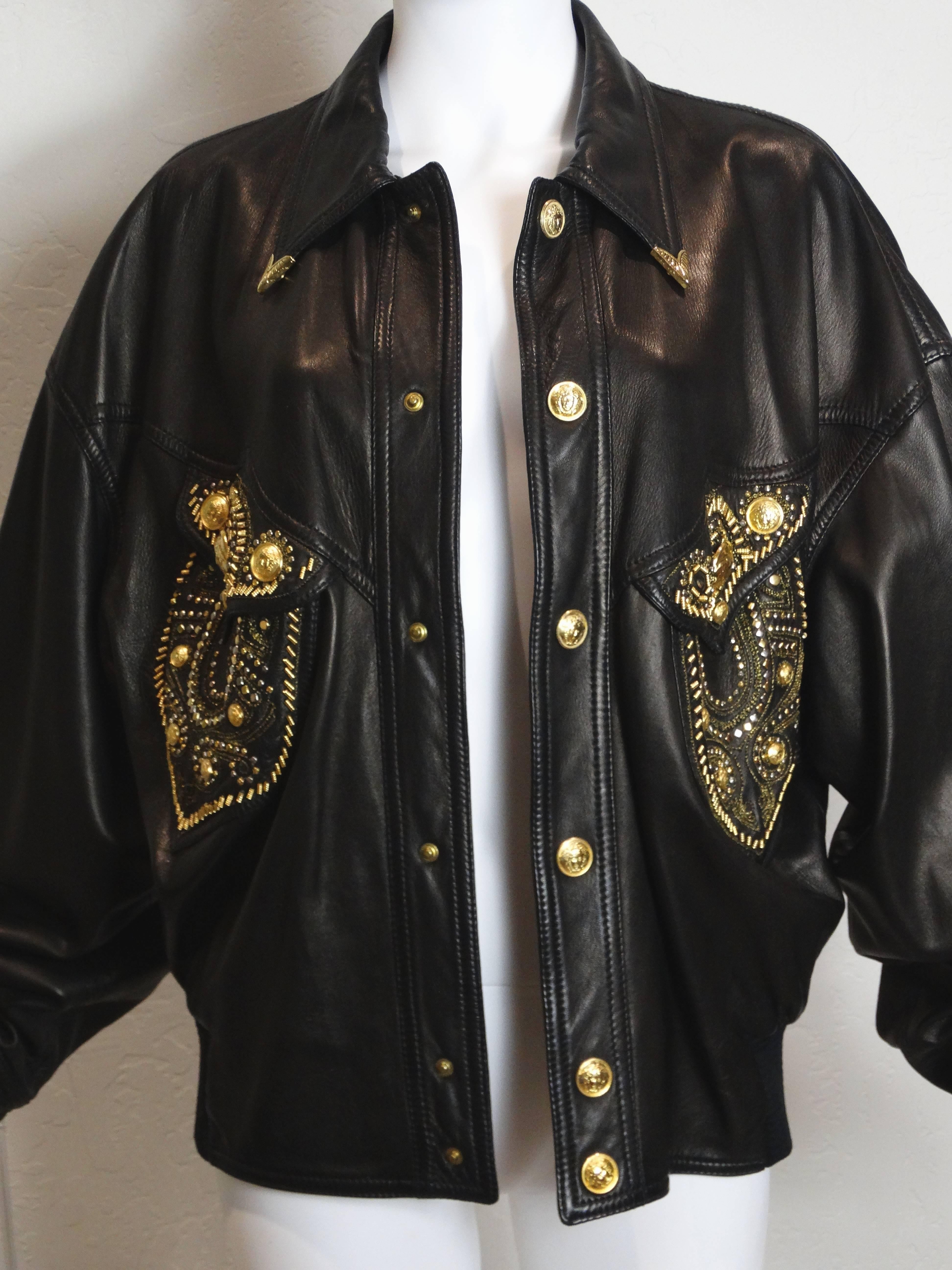 1990s Gianni Versace Couture Motorcycle Jacket  2