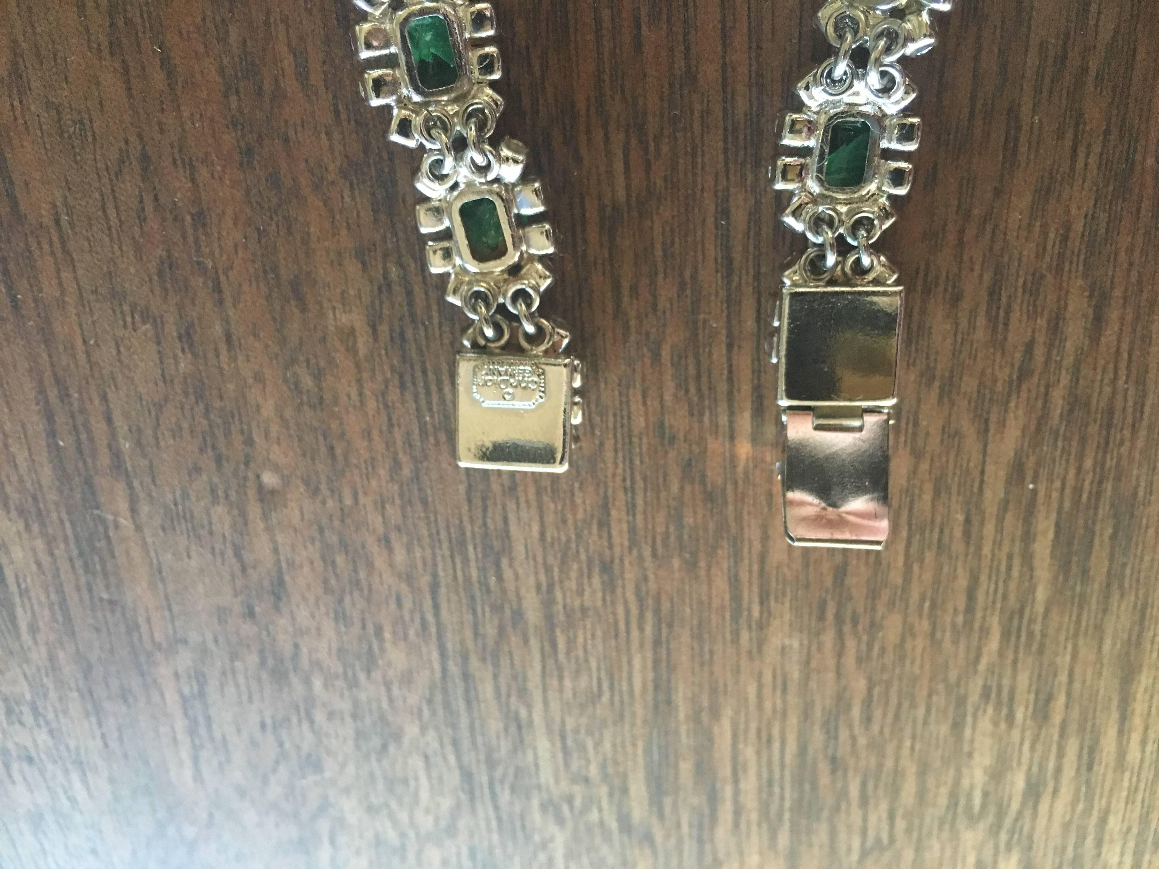 1960s Christian Dior Diamanté And Emerald Link Bracelet 3