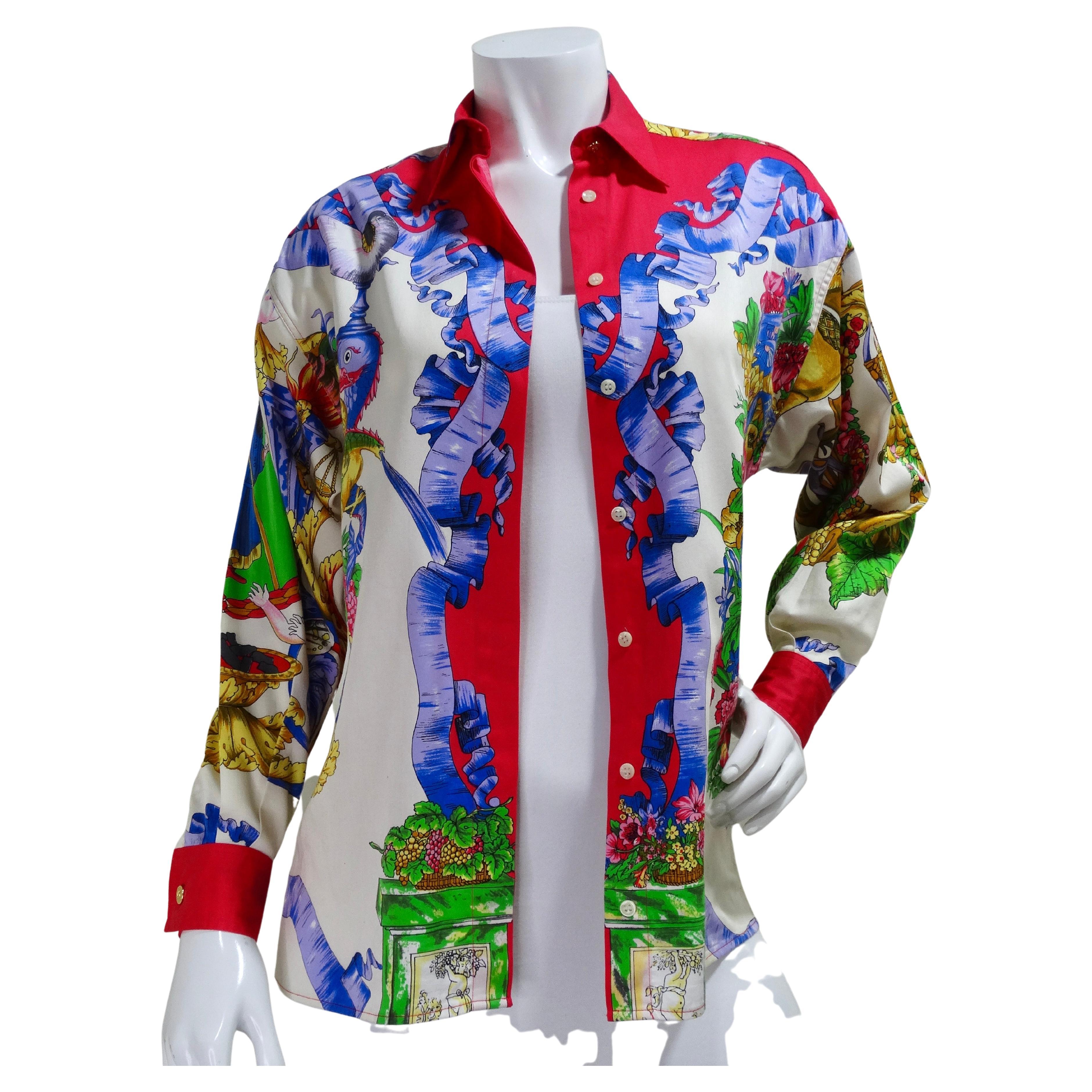 Get your hands on this cool and vibrant blouse! By none other than the Gianni Versace, he introduced Versus as a secondary line as a gift to his adored sister, Donatella. Each collection of Versus is ready-to-wear and comprised of accessories,