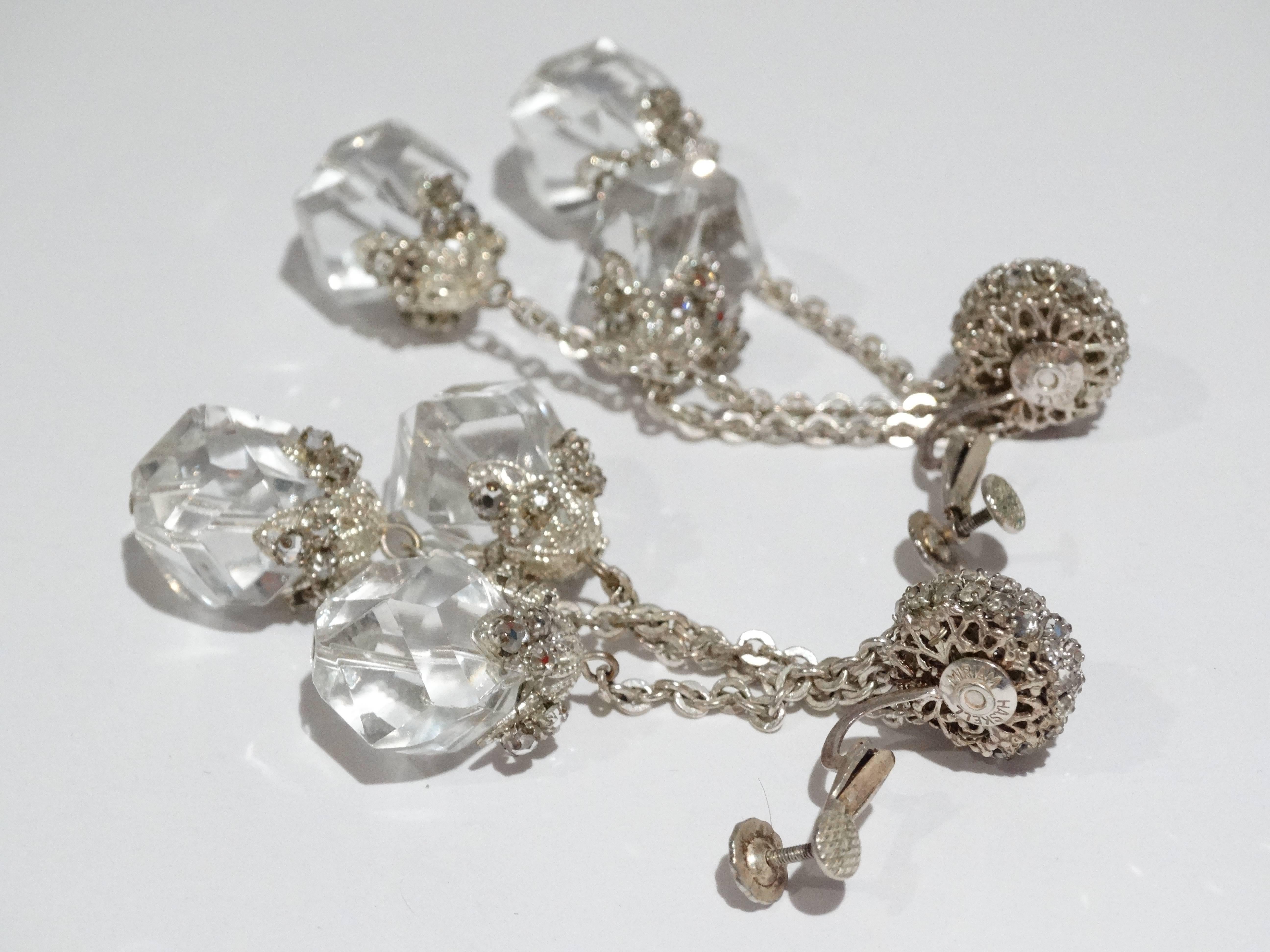 1950s Miriam Haskell Crystal Drop Earrings  5