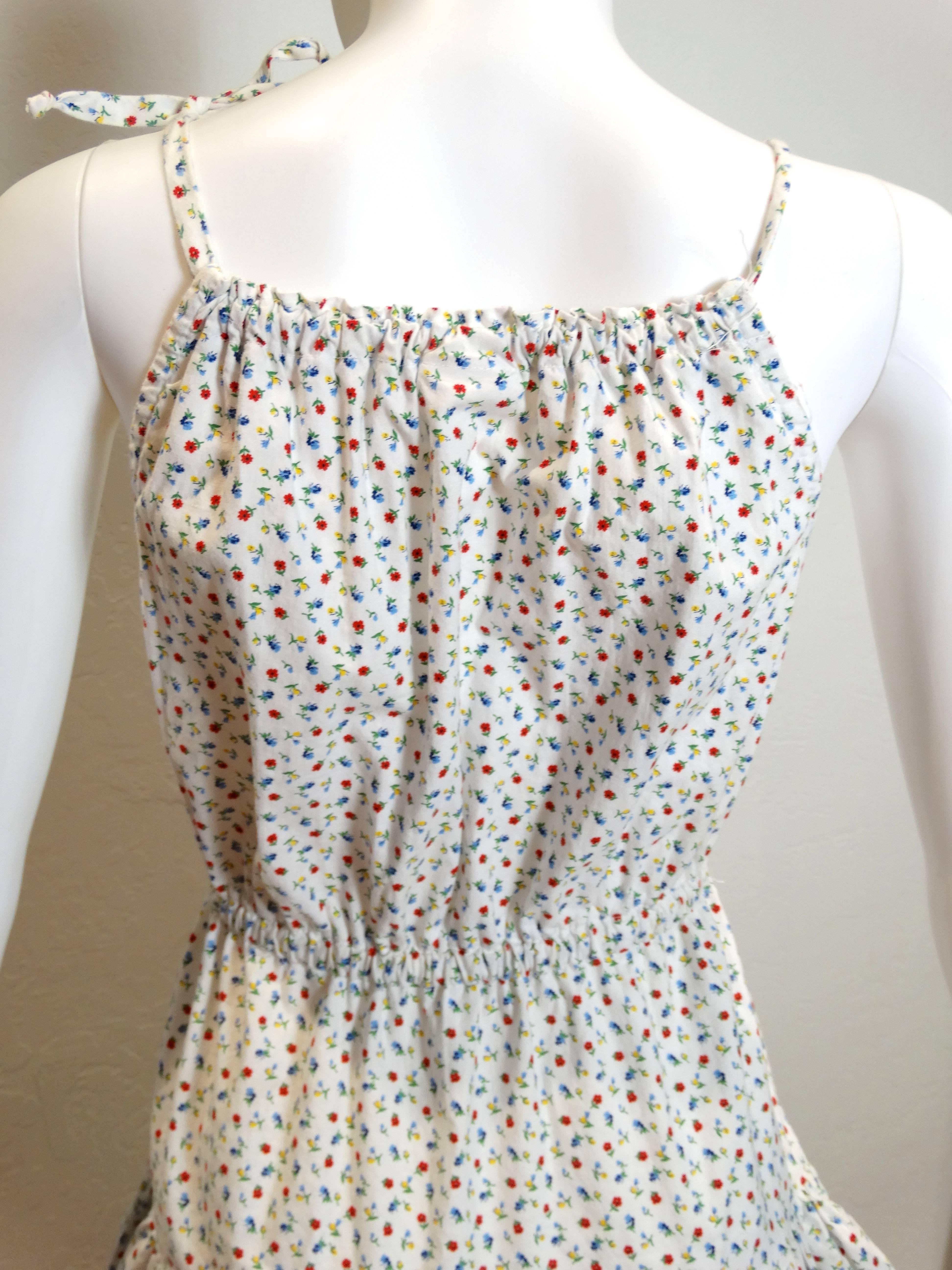 1980s Yves Saint Laurent Cotton Floral Dress 2