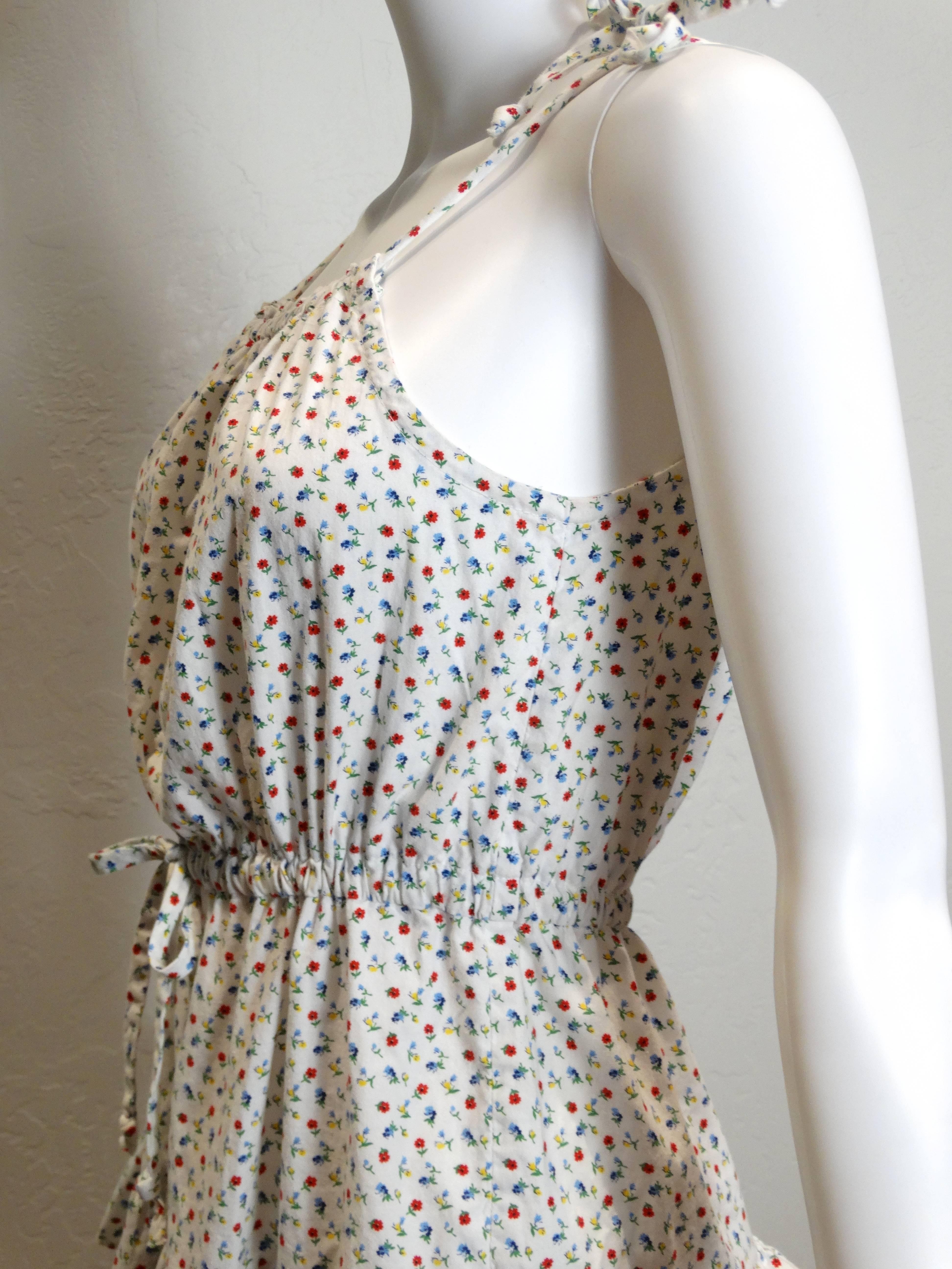 1980s Yves Saint Laurent Cotton Floral Dress 1