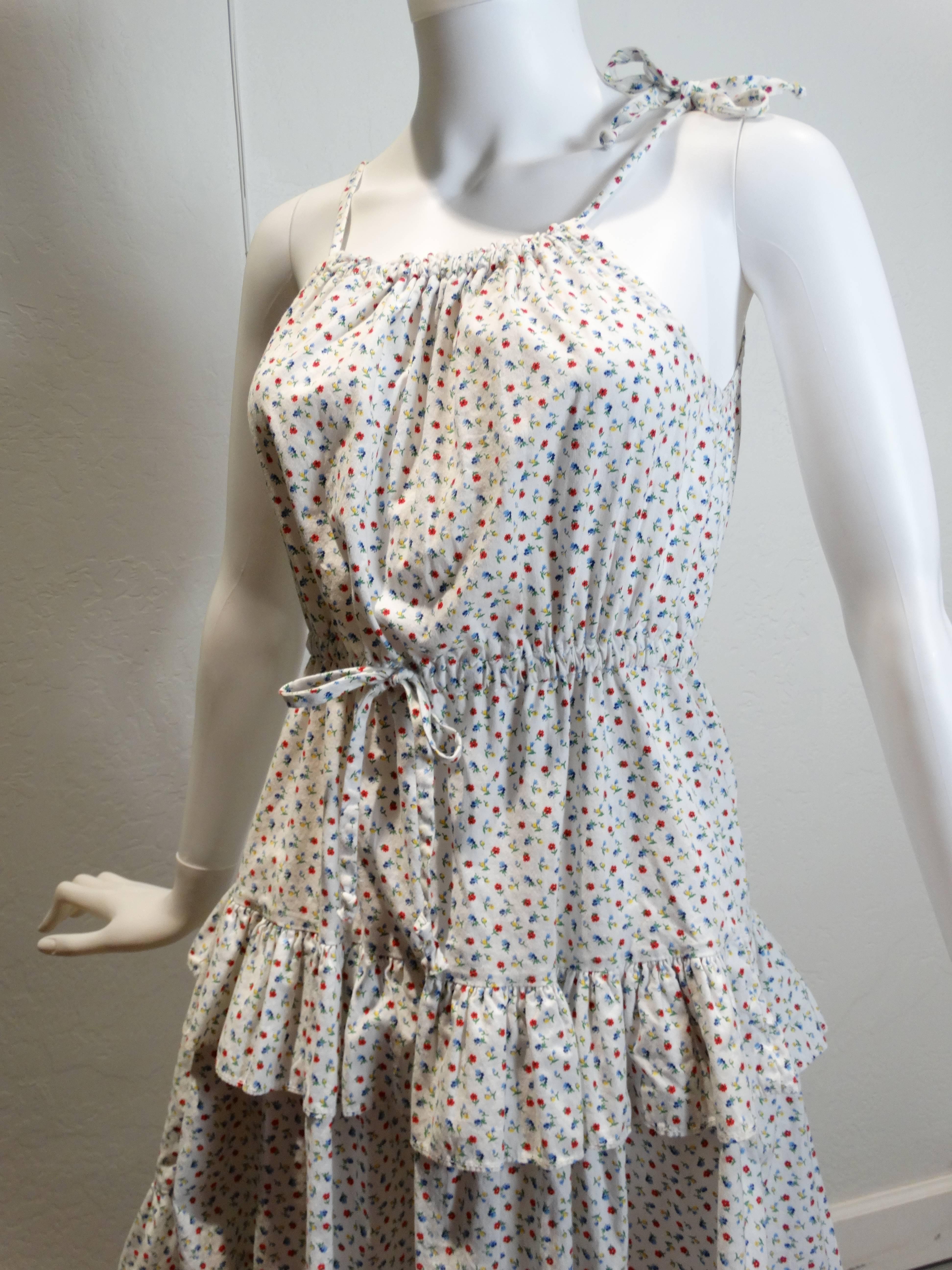 1980s Yves Saint Laurent Cotton Floral Dress In Excellent Condition In Scottsdale, AZ