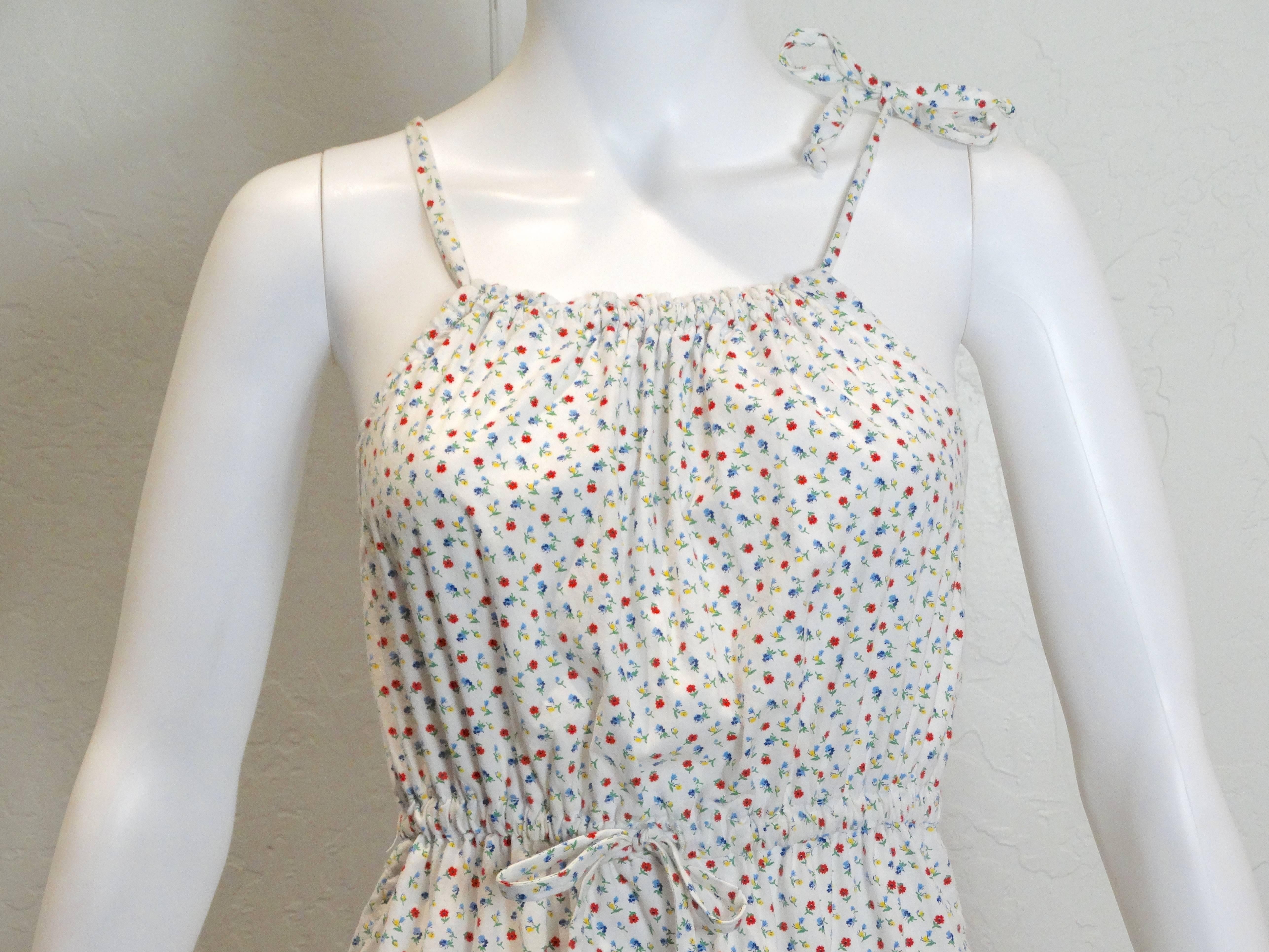 Women's 1980s Yves Saint Laurent Cotton Floral Dress