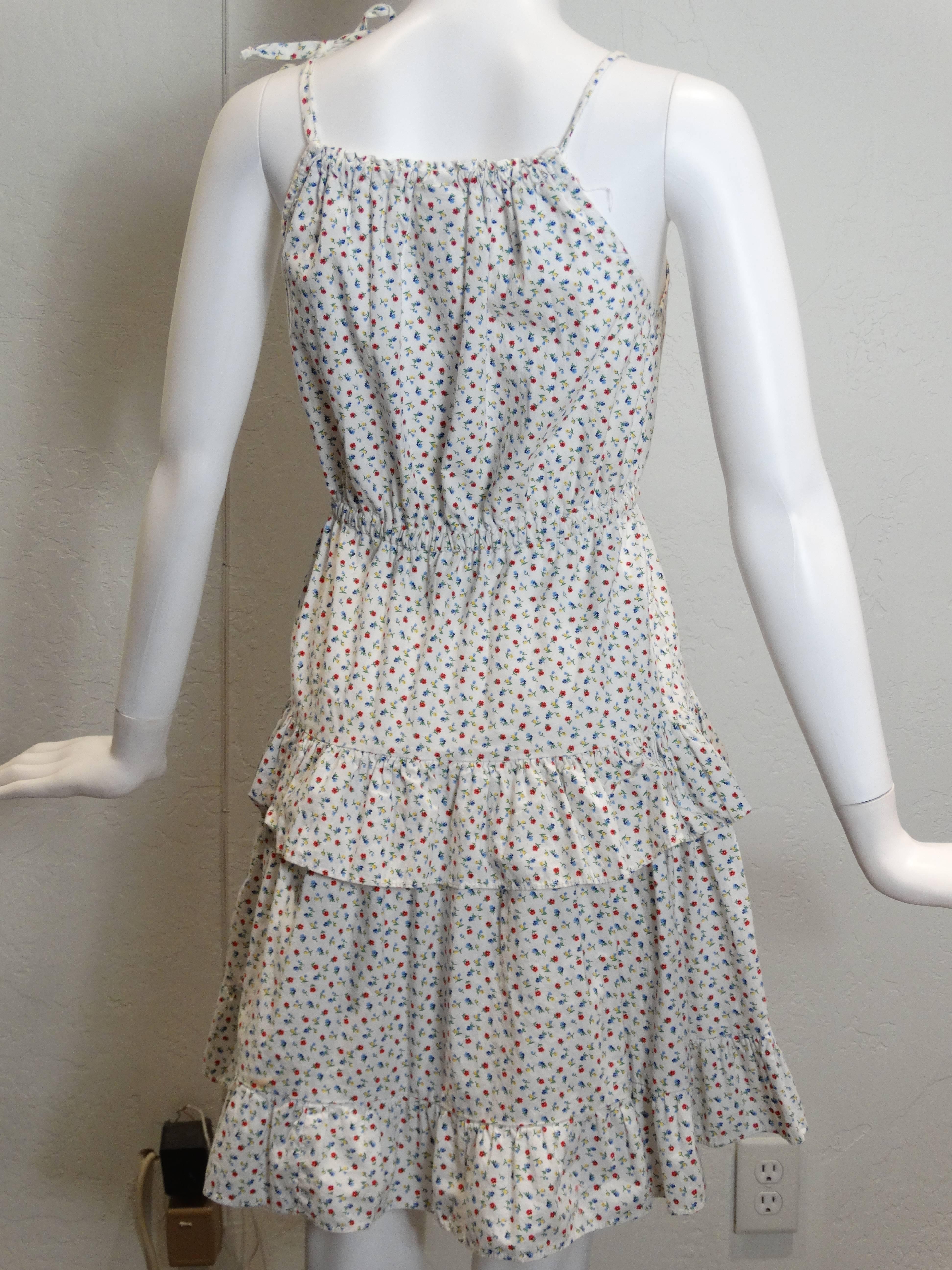 1980s Yves Saint Laurent Cotton Floral Dress 4