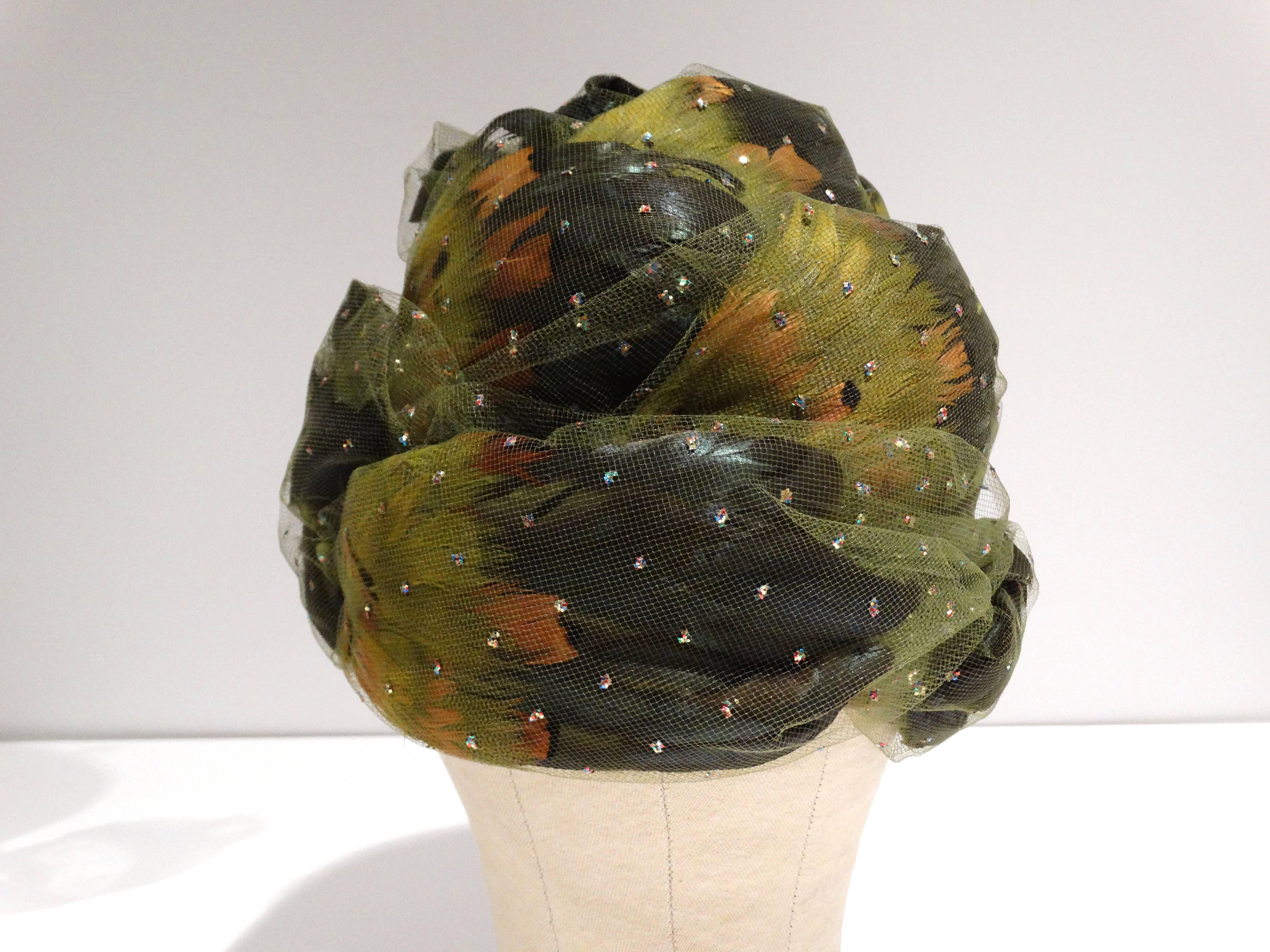 Women's 1960s Christian Dior Chapeaux Feathered Turban 