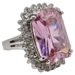Used 1990s Pink Synthetic Sapphire Silver Ring