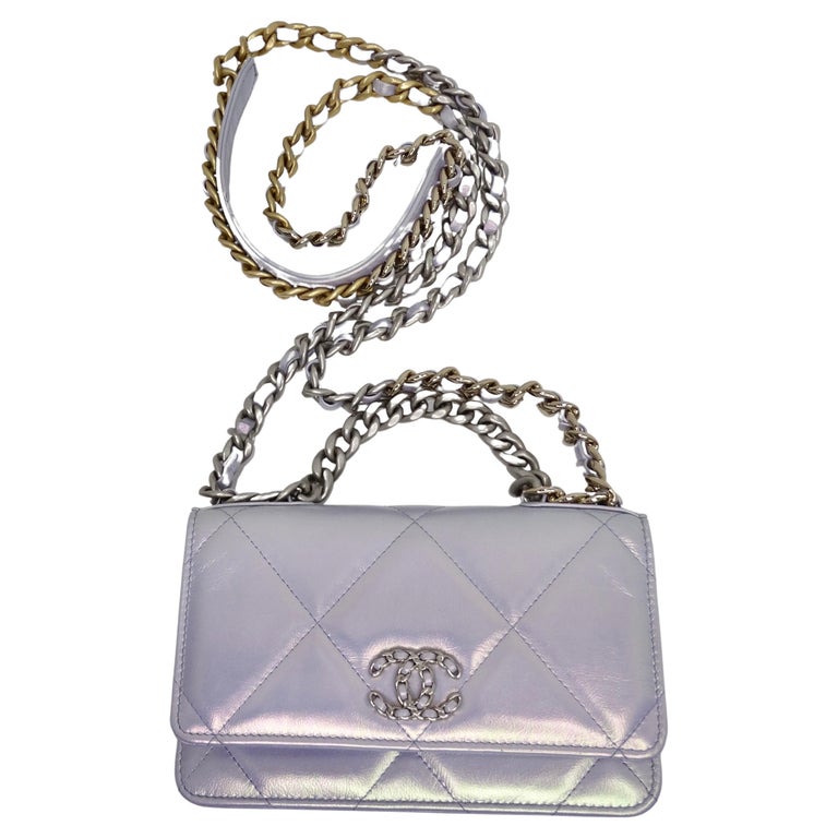 Iridescent Calfskin Quilted Medium Chanel 19 Flap Bag For Sale at 1stDibs