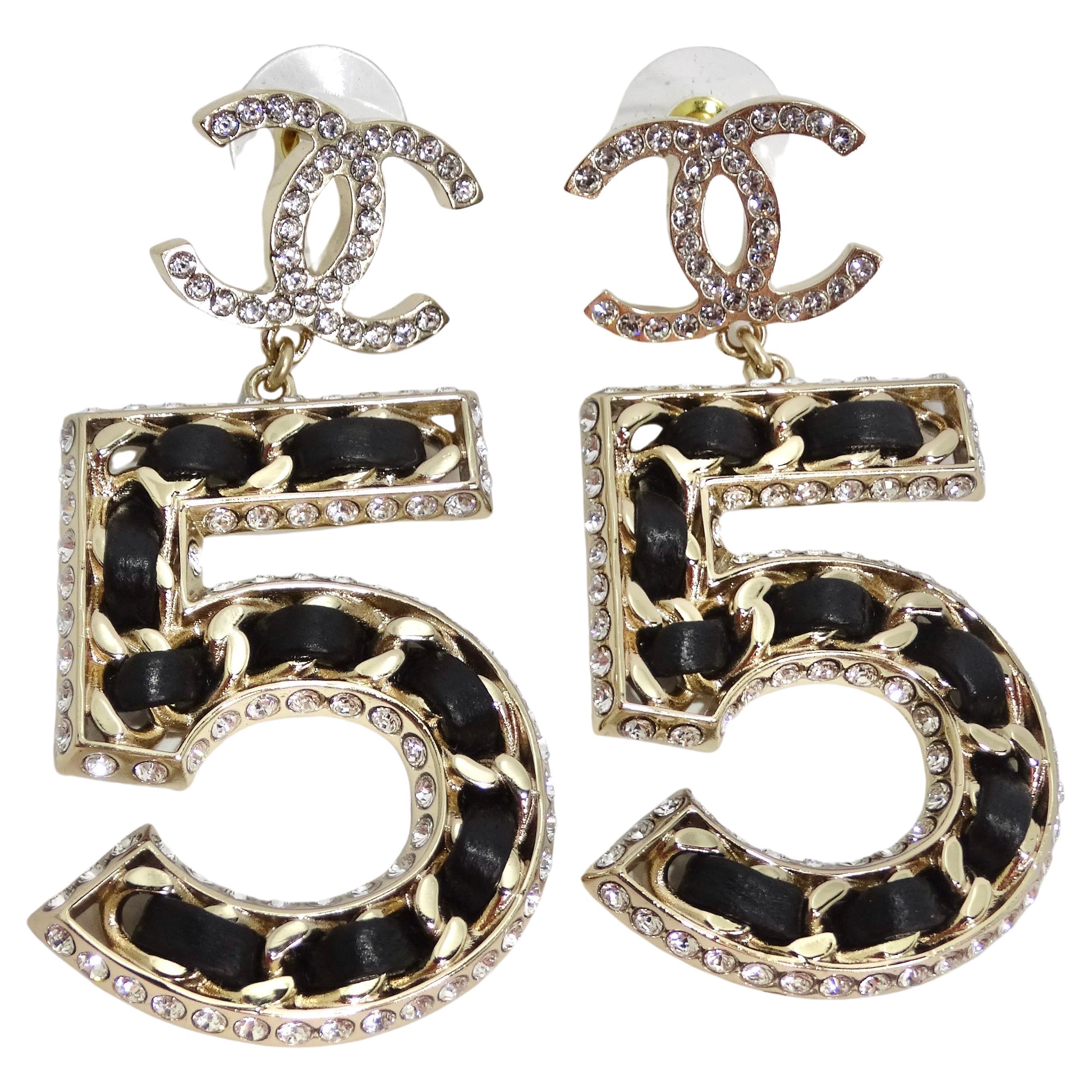 Chanel Classic Silver CC Crystal Medium Piercing Earrings For Sale at  1stDibs