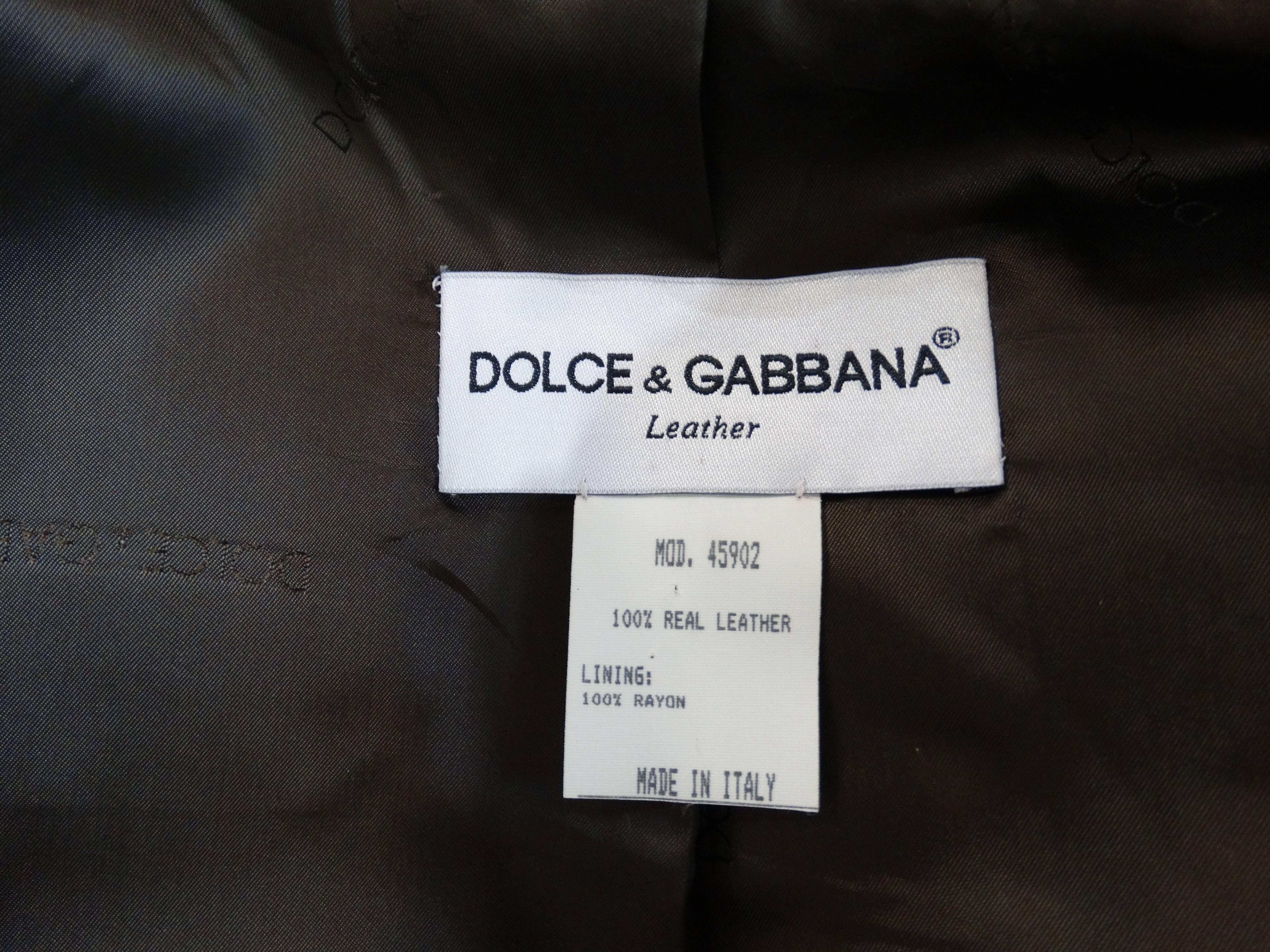 Rare 1990s Dolce & Gabbana Cowhide Leather Jacket  1