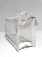 1980's Judith Leiber White Leather Mesh See-Through Handbag