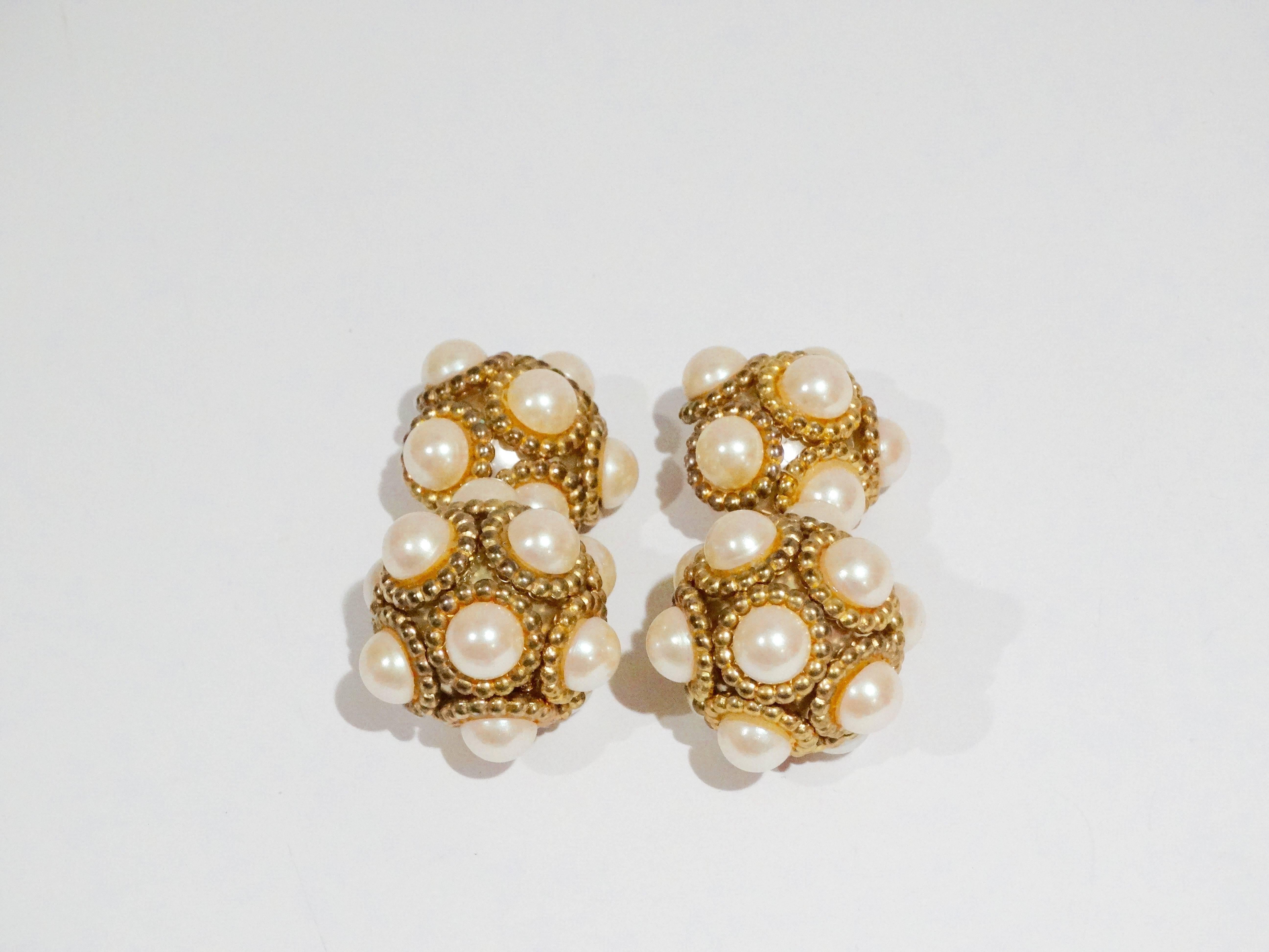 1980s Faux Pearl Statement Earrings In Excellent Condition In Scottsdale, AZ