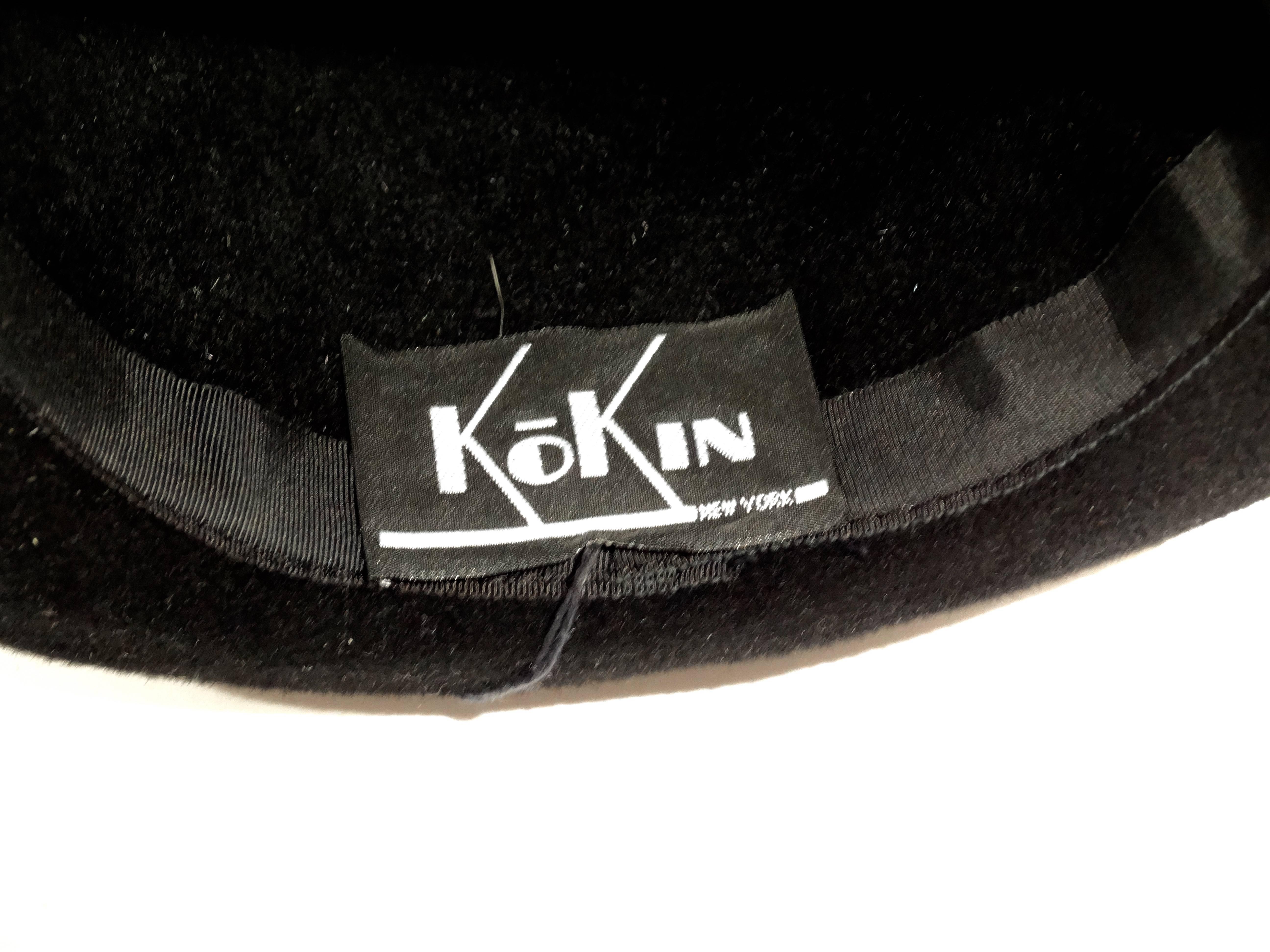 1980s Kokin Black Leather Band Top Hat  1