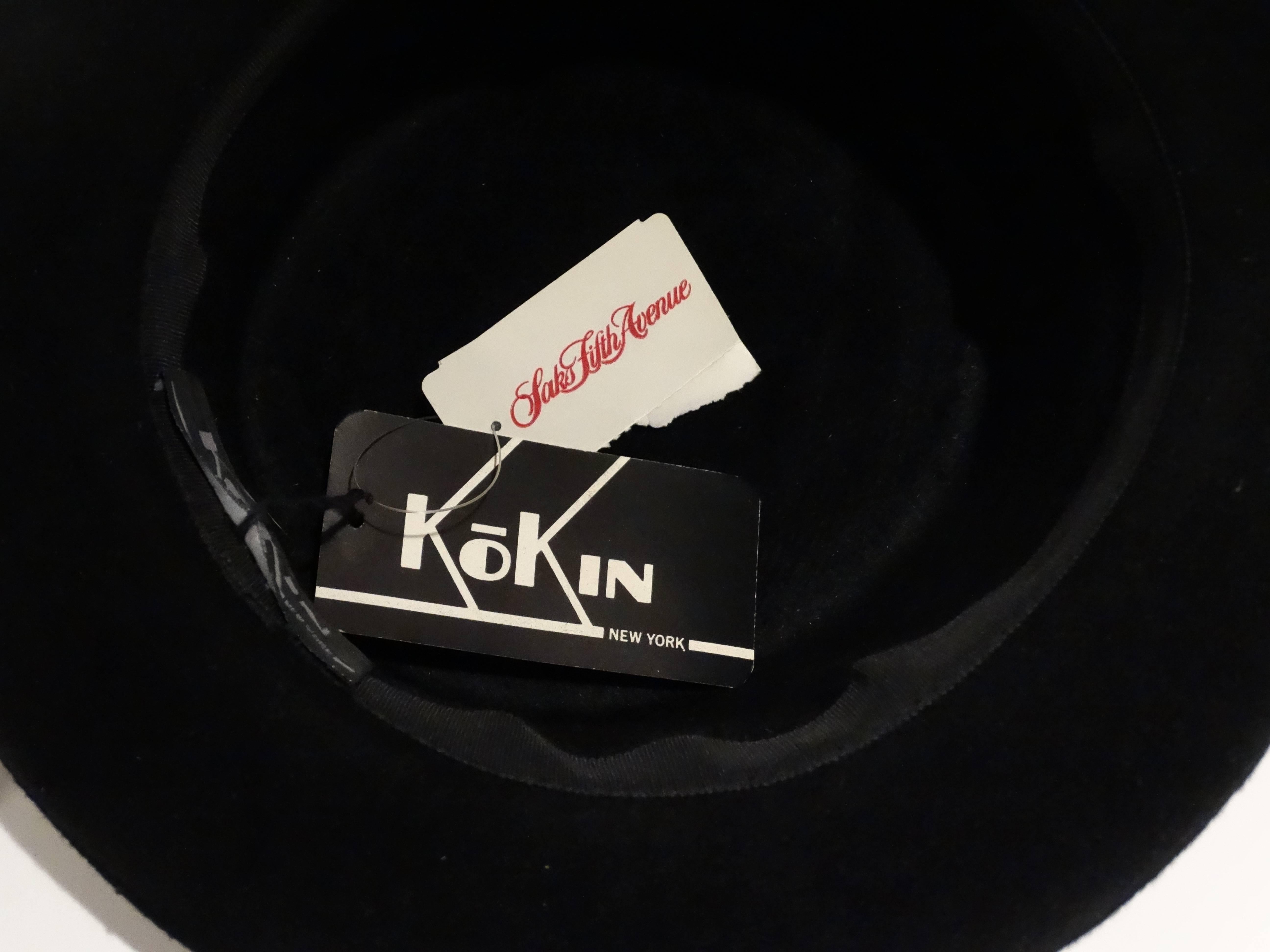 1980s Kokin Black Leather Band Top Hat  3