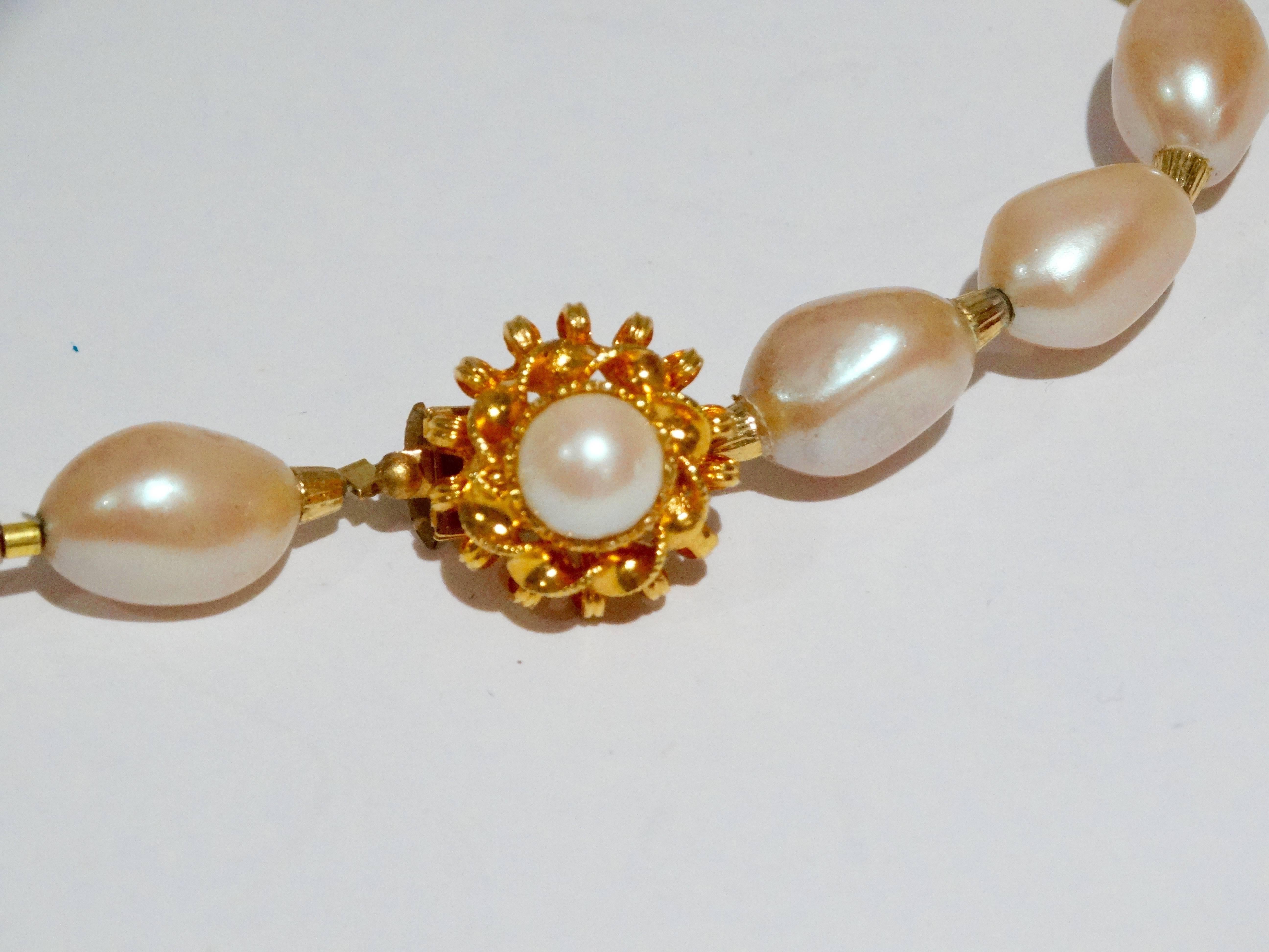 Women's 1970s William deLillo Pearl Snake Head Pendant Necklace