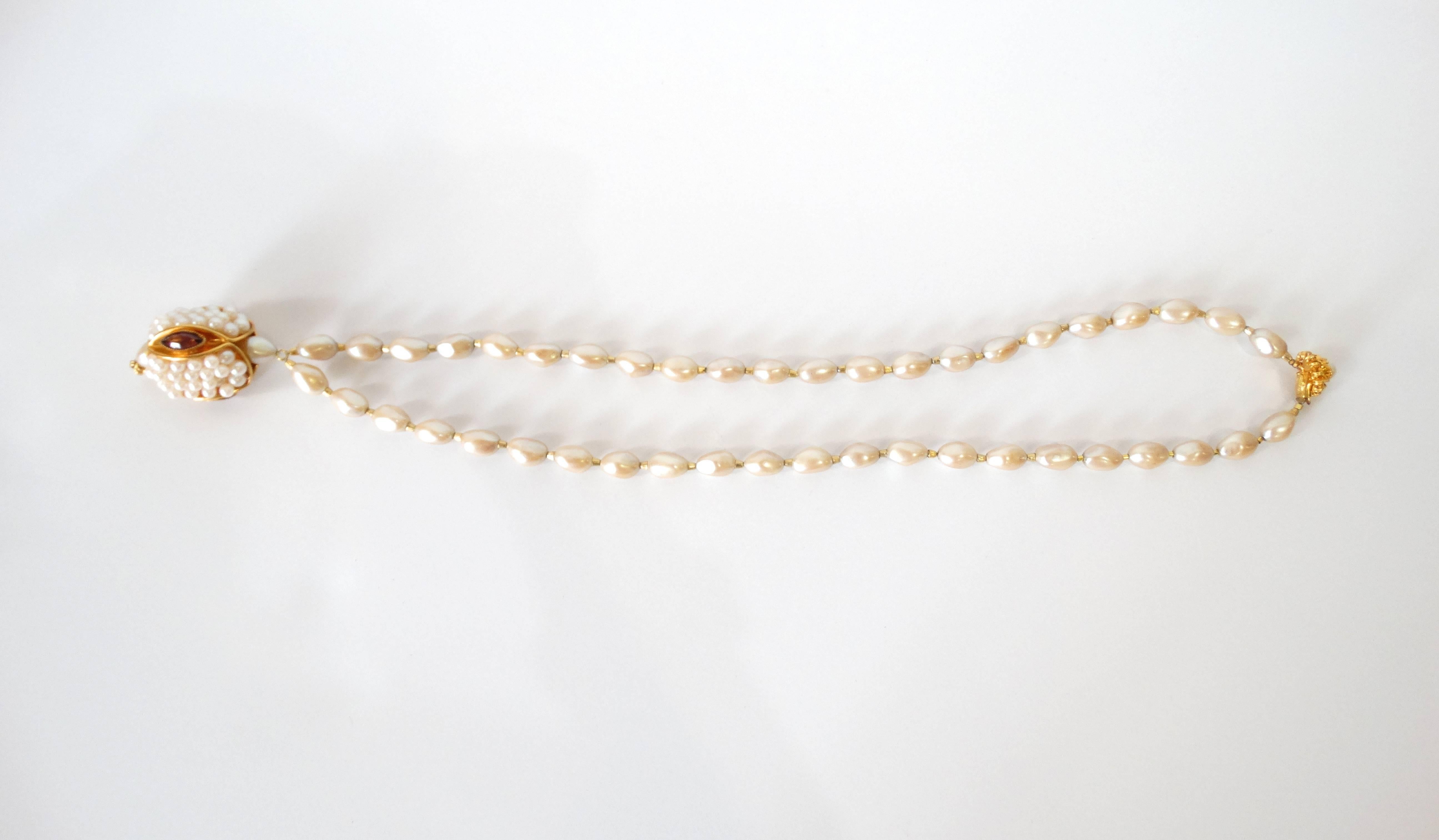 1970s William deLillo Pearl Snake Head Pendant Necklace 4