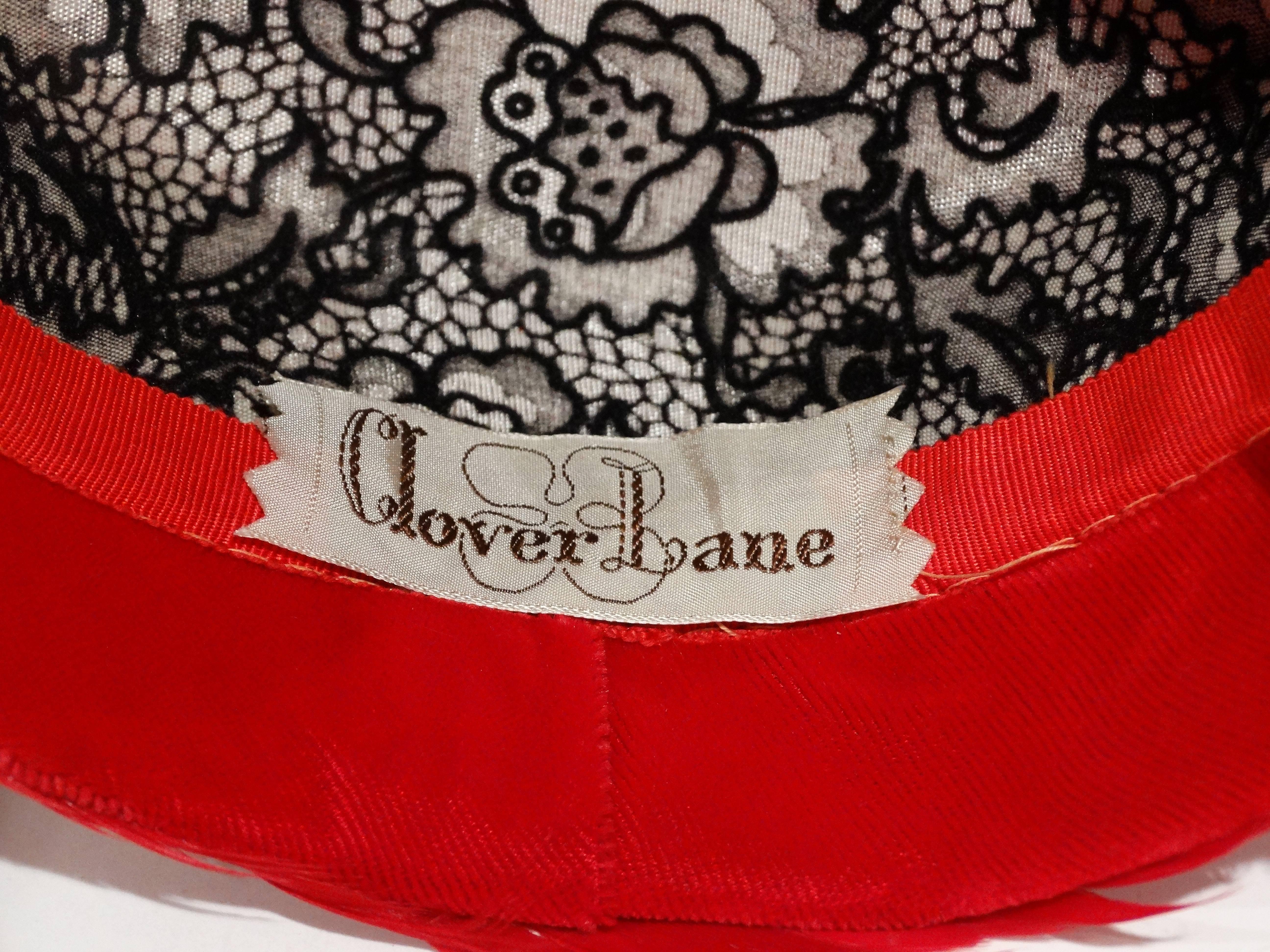 1950s Clover Lane Red Feathered Hat  2