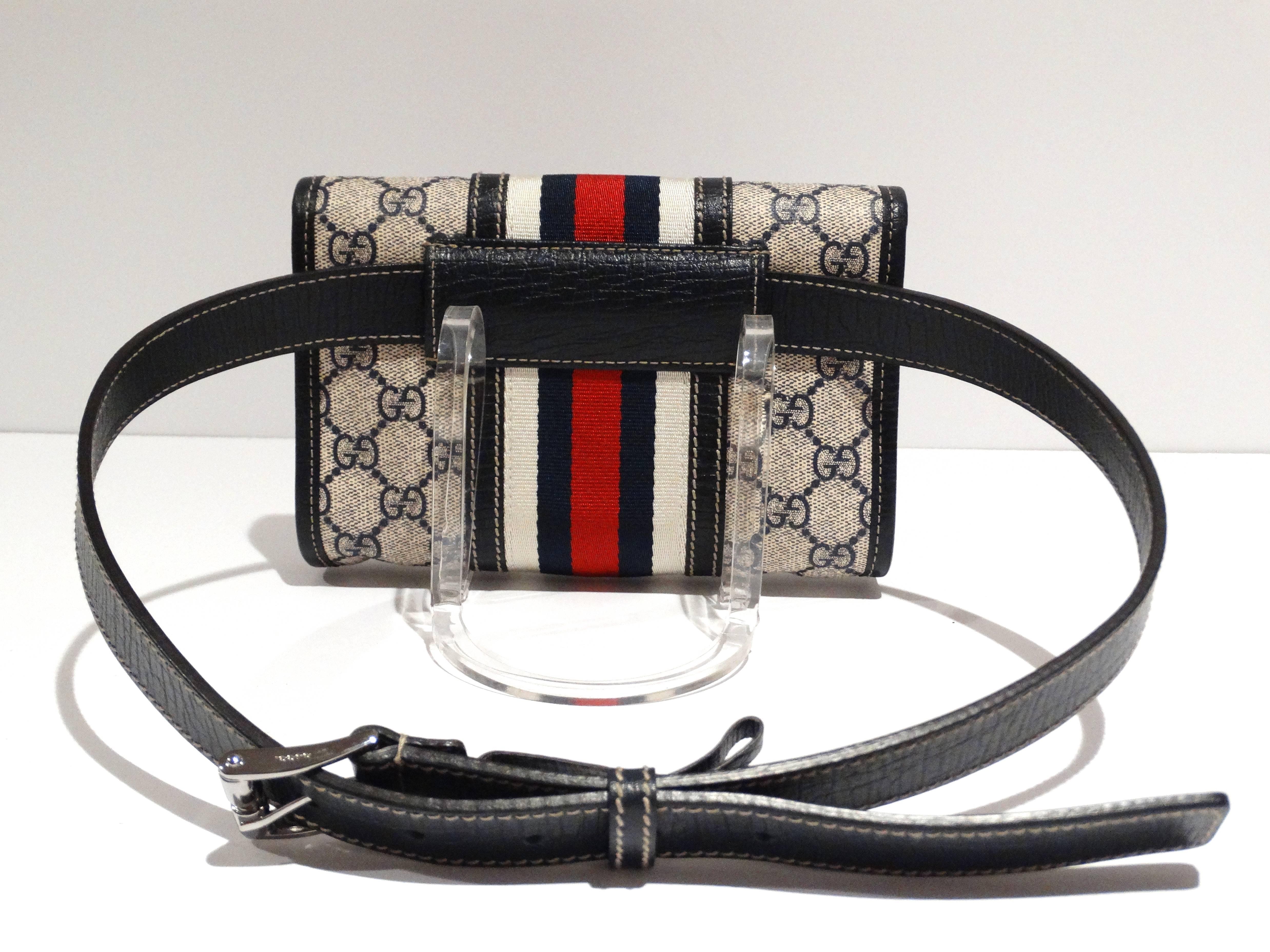 1980's Gucci Waist Pack with Leather Belt In Excellent Condition In Scottsdale, AZ