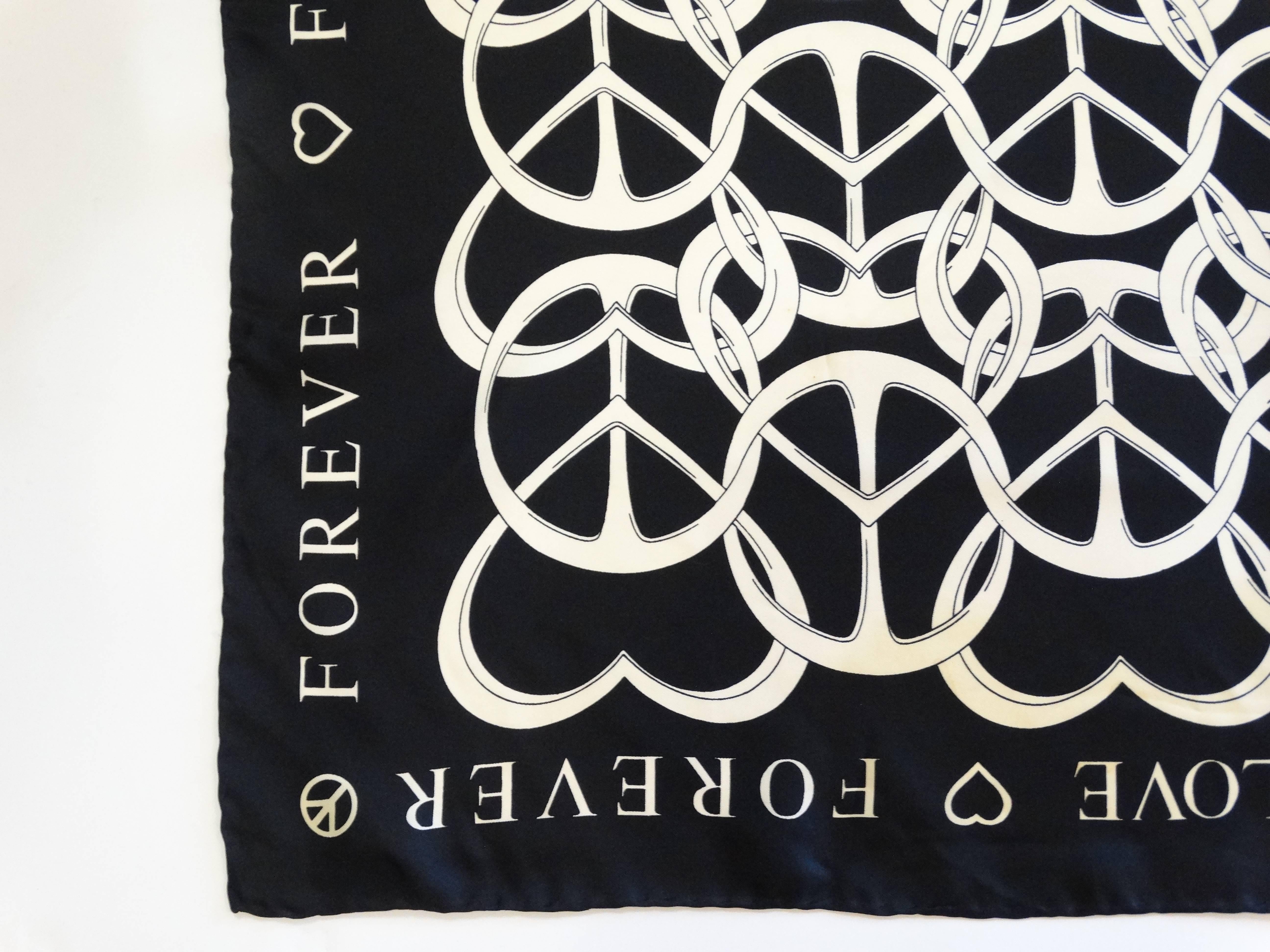 Women's or Men's Moschino 90s 'Peace & Love Forever' Large Silk Scarf