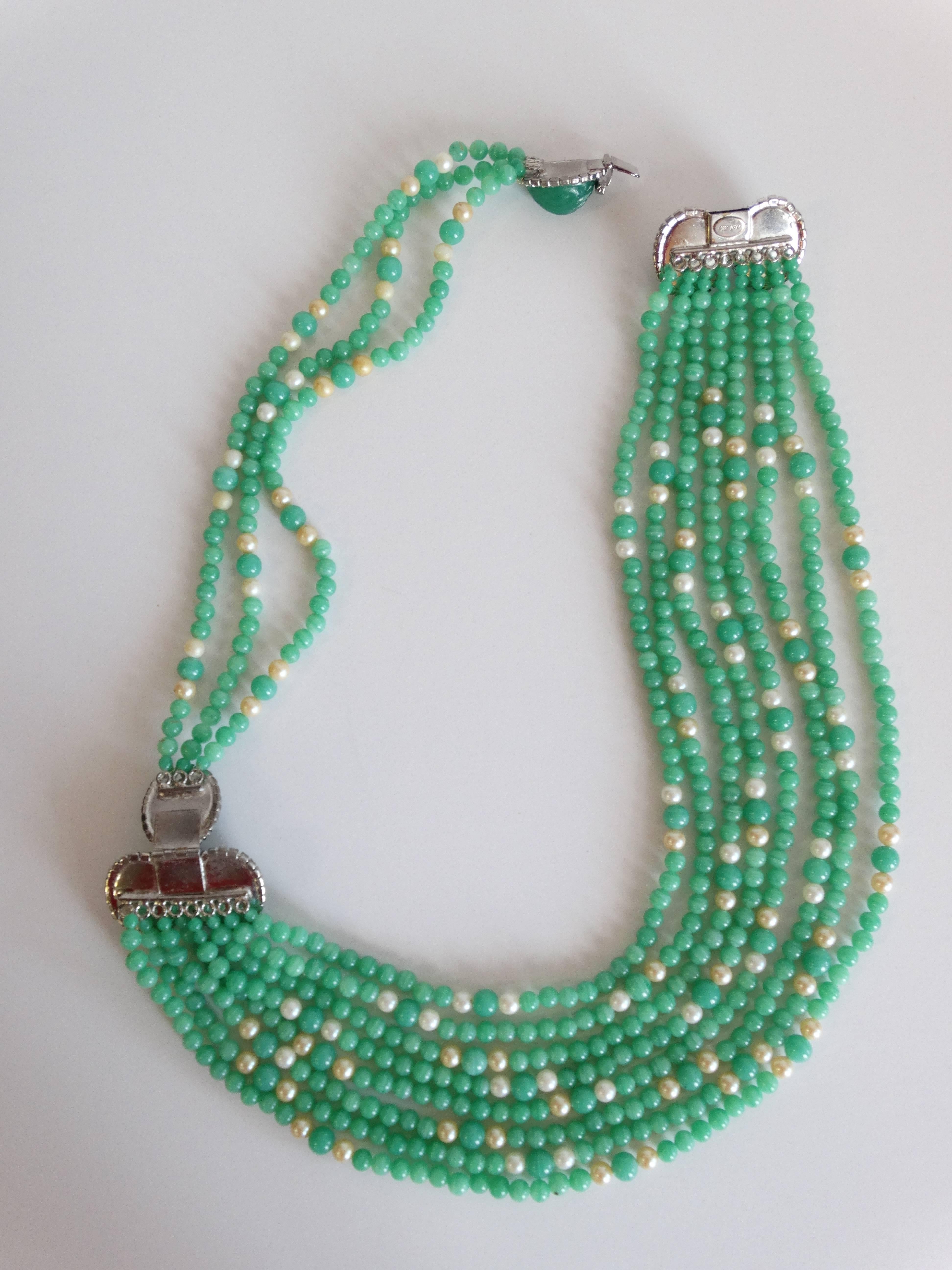 1970s Multi Strand Jade and Faux Pearls created by William de Lillo 5