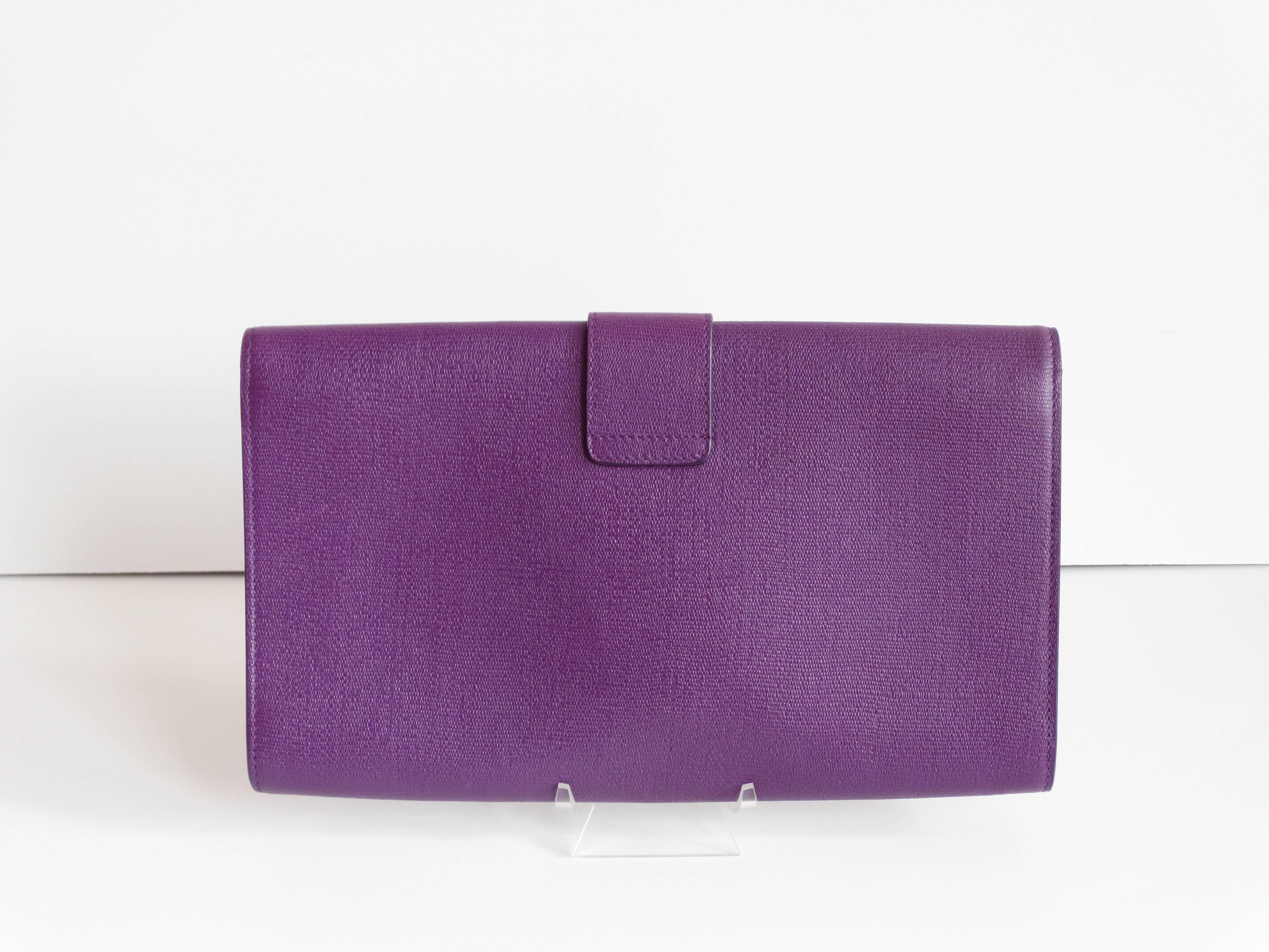 Gray Yves Saint Laurent Cabas Chyc Clutch Bag in Purple 