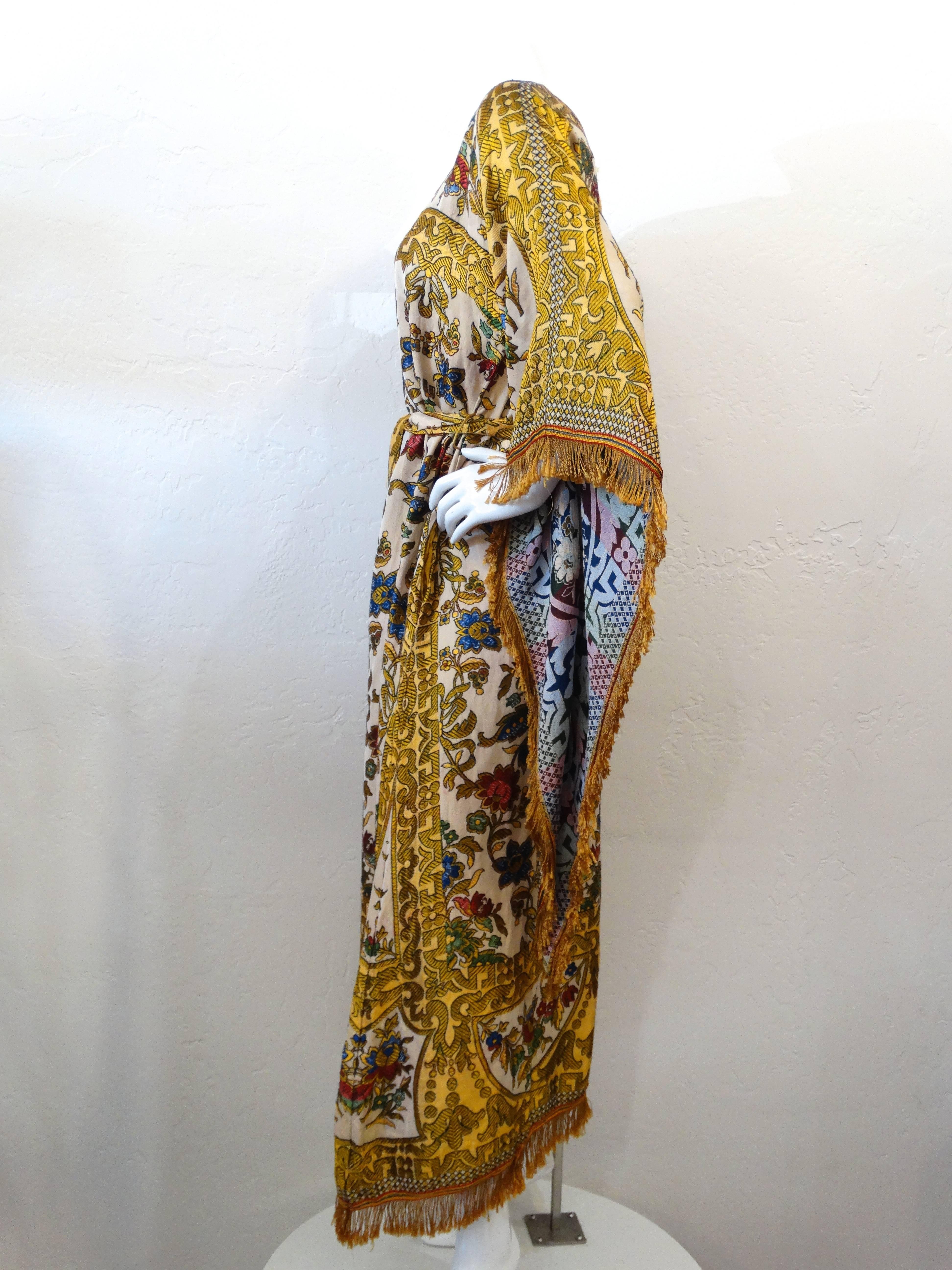 1970s Georgie Keyloun Angel Wing Tapestry Kaftan Dress  1