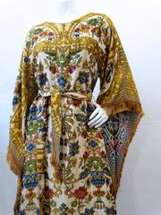1970s Georgie Keyloun Angel Wing Tapestry Kaftan Dress