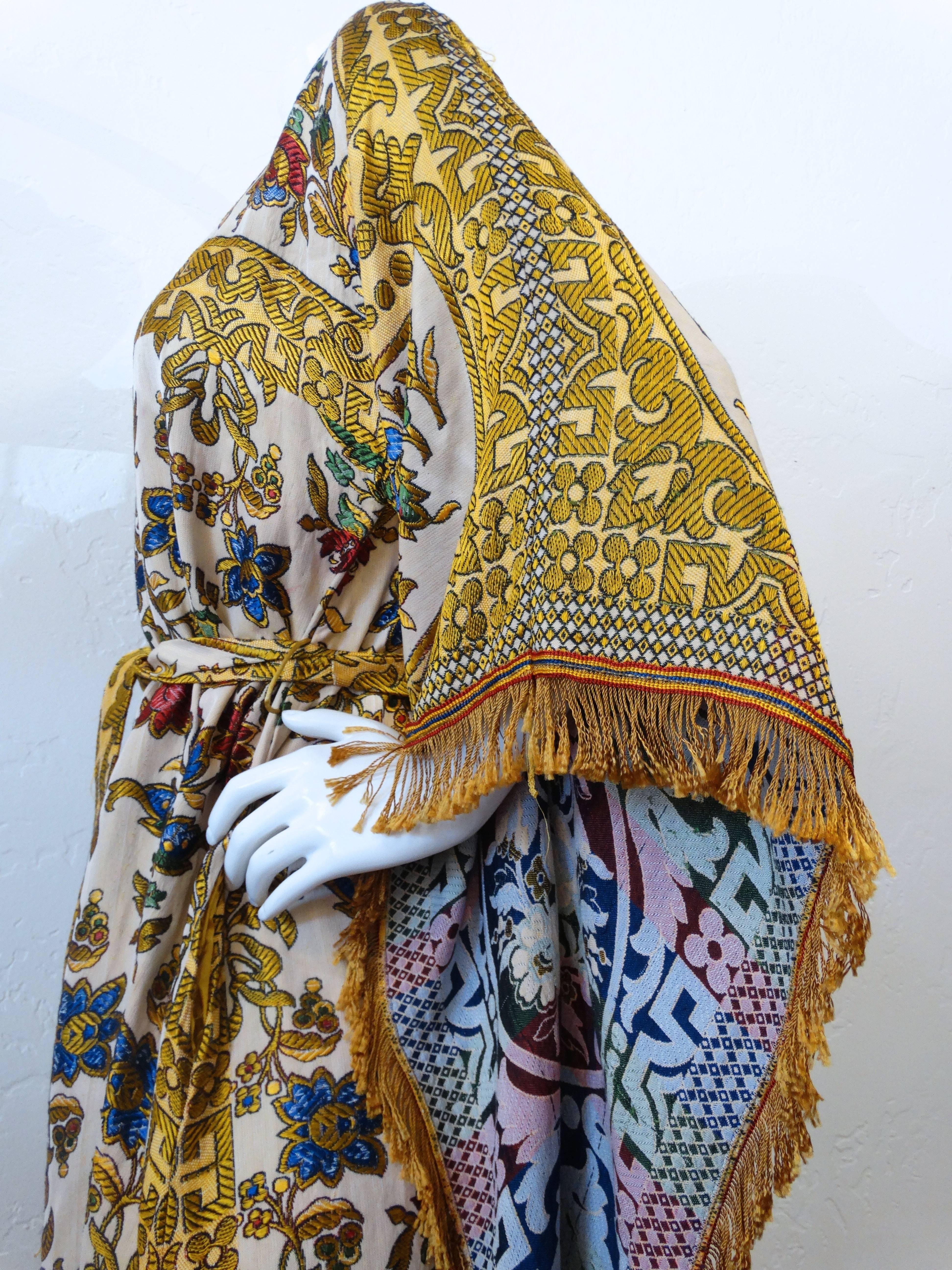 1970s Georgie Keyloun Angel Wing Tapestry Kaftan Dress  In Excellent Condition In Scottsdale, AZ