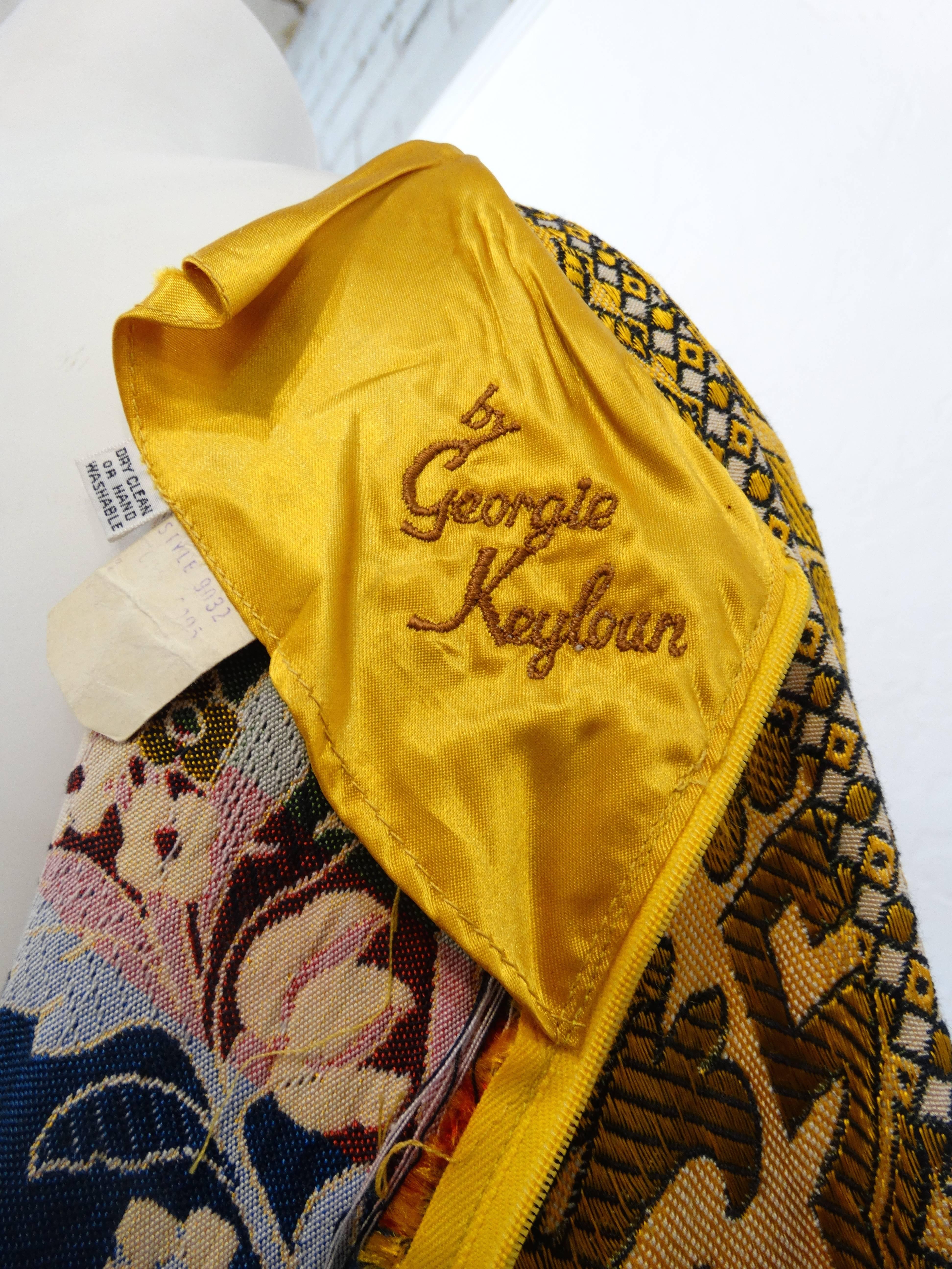 1970s Georgie Keyloun Angel Wing Tapestry Kaftan Dress  5